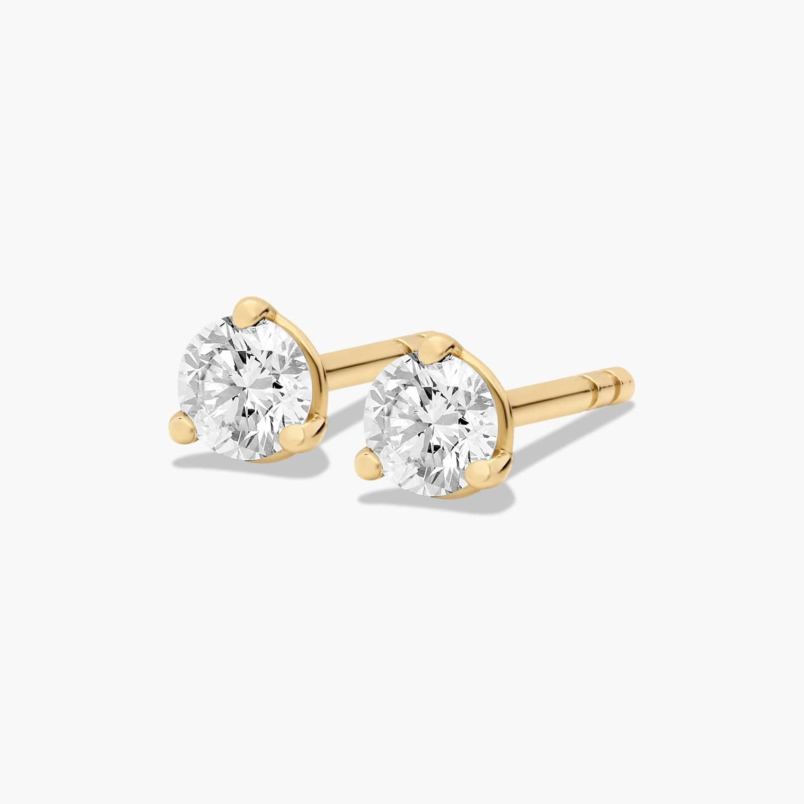 Three Prong Martini 0.25 CTW Lab-Grown Diamond Stud Earrings In 14K Yellow Gold