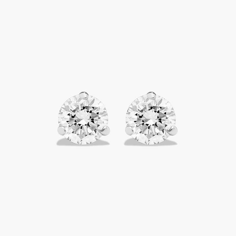 Three Prong Martini 0.5 CTW Lab-Grown Diamond Stud Earrings In 14K White Gold