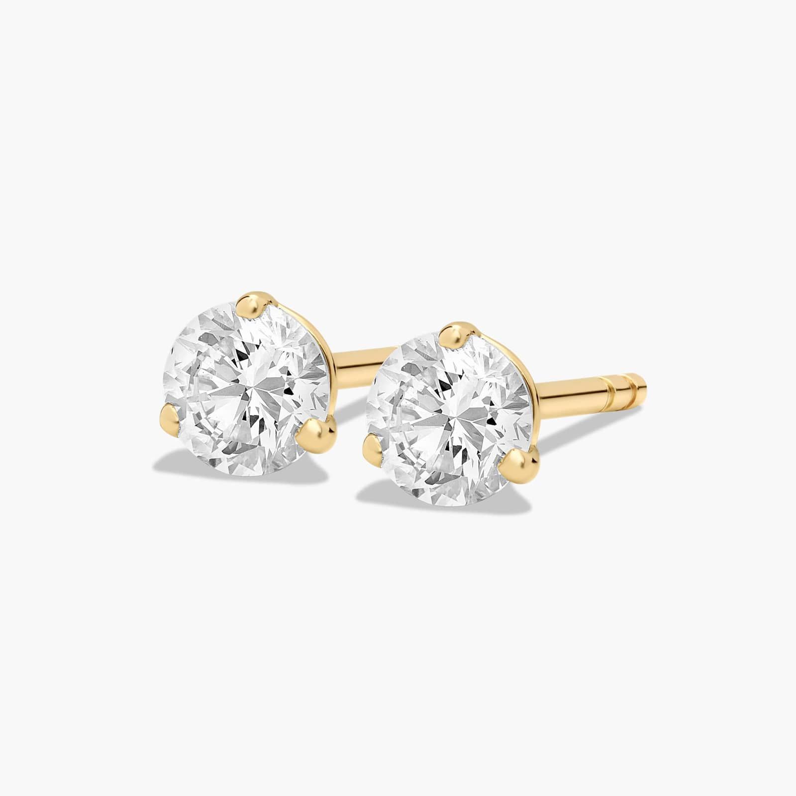 Three Prong Martini 0.5 CTW Diamond Stud Earrings In 14K Yellow Gold