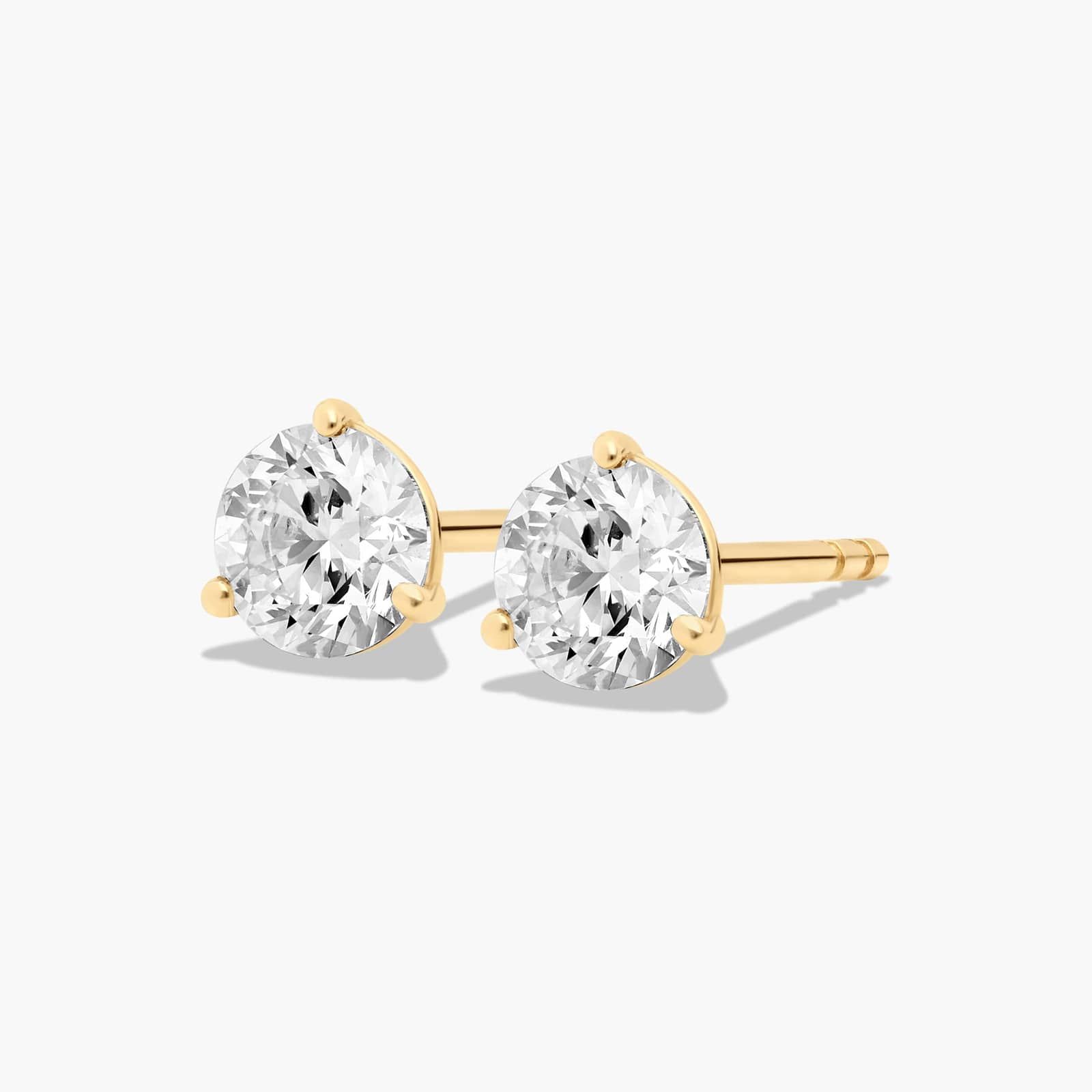 Three Prong Martini 0.75 CTW Lab-Grown Diamond Stud Earrings In 14K Yellow Gold