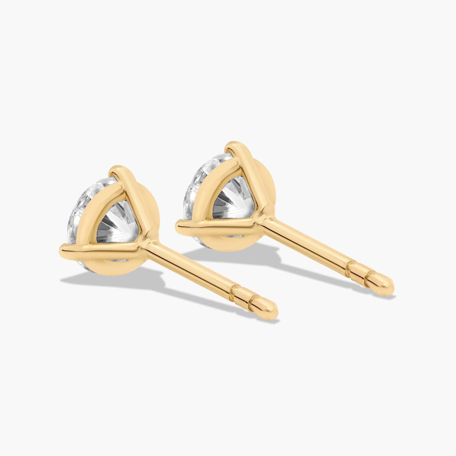 Three Prong Martini 0.75 CTW Lab-Grown Diamond Stud Earrings In 14K Yellow Gold