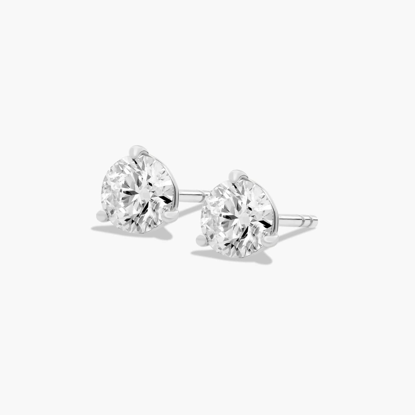 Three Prong Martini 1 CTW Lab-Grown Diamond Stud Earrings In 14K White Gold