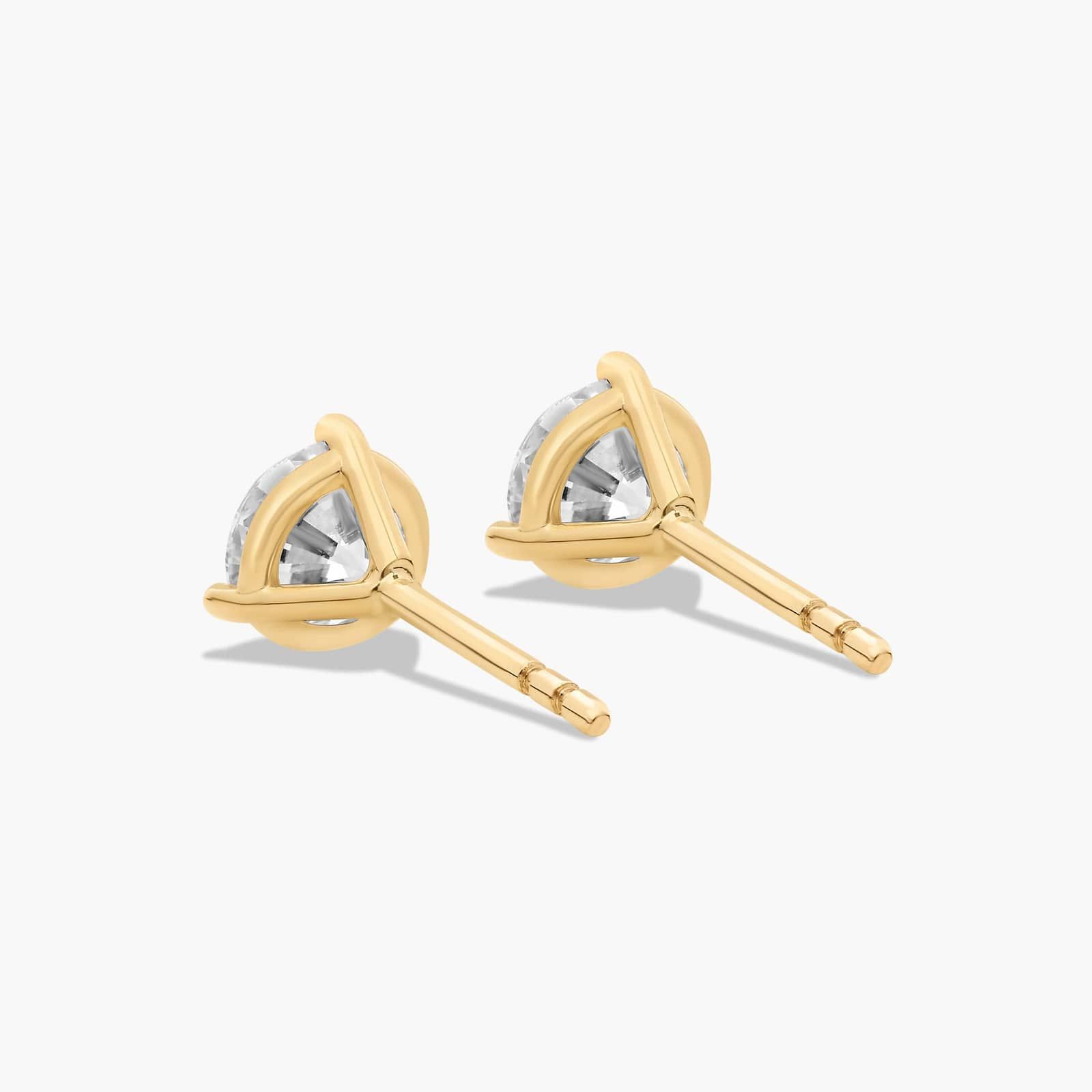 Three Prong Martini 1 CTW Lab-Grown Diamond Stud Earrings In 14K Yellow Gold