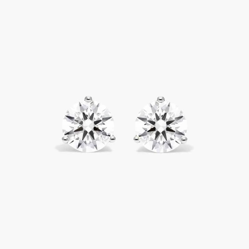Three Prong Martini 2 CTW Lab-Grown Diamond Stud Earrings In 14K White Gold