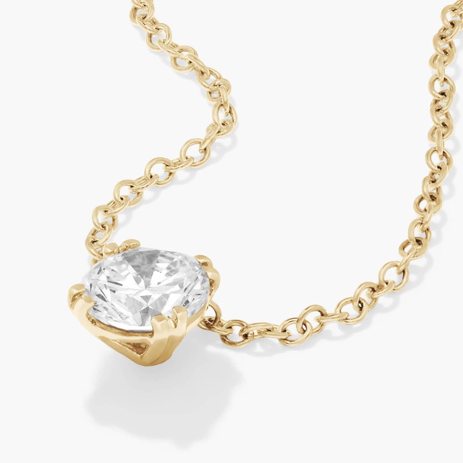 14K Yellow Gold Double Prong Lab-Grown Diamond Pendant (0.75 CTW - F-G / VS2-SI1)