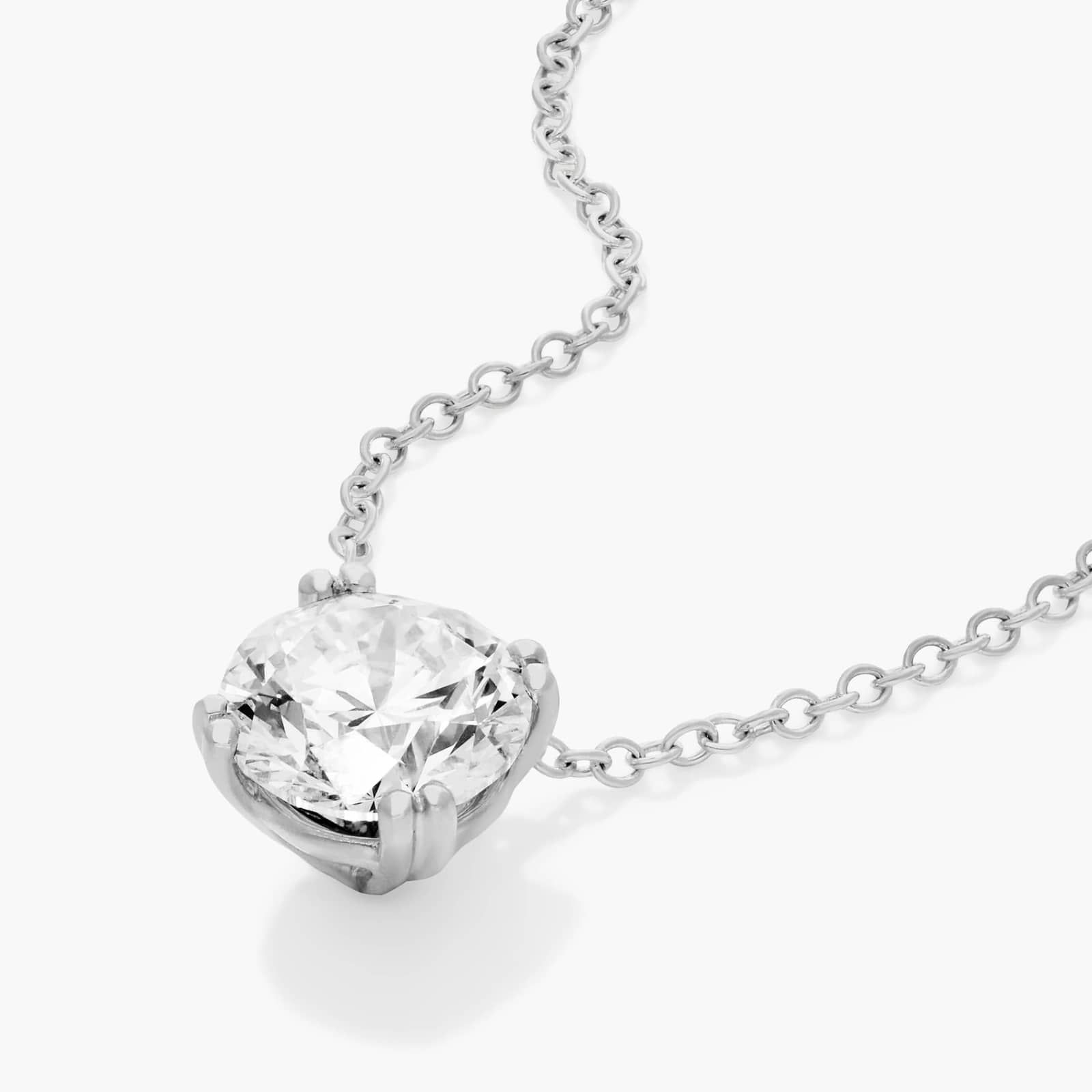 14K White Gold Double Prong Lab Created Diamond Pendant (1.5 CTW - F-G / VS2-SI1)