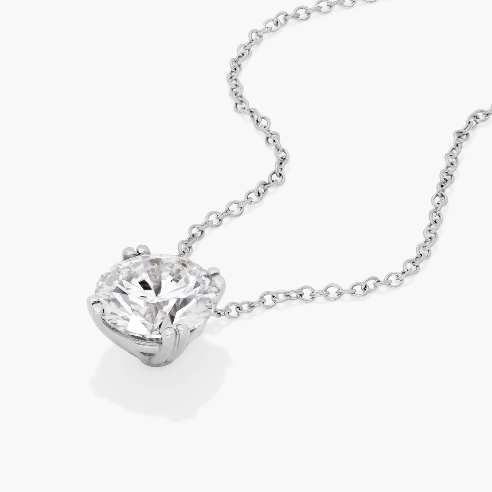 14K White Gold Double Prong Lab Created Diamond Pendant (2 CTW - F-G / VS2-SI1)