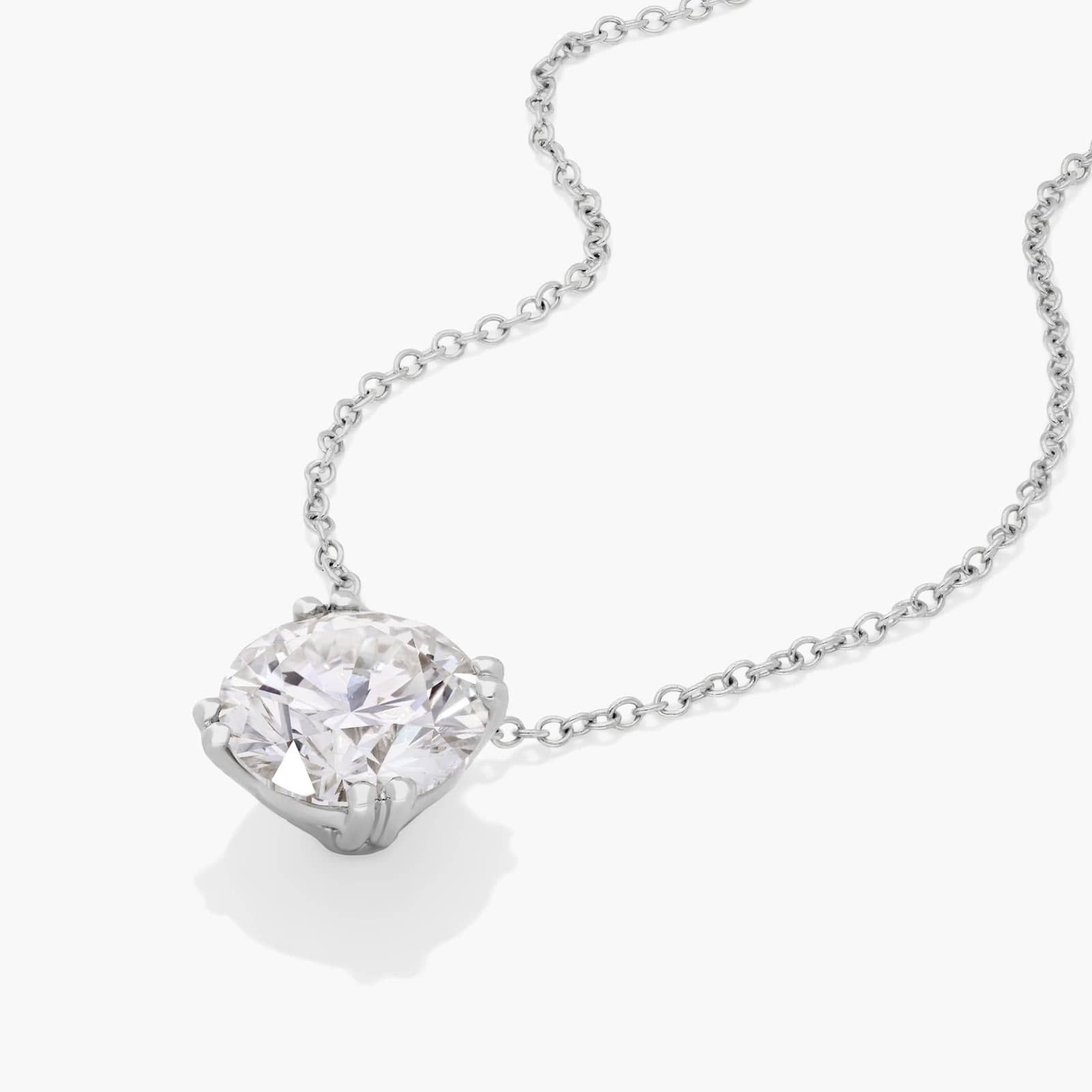 14K White Gold Double Prong Lab Created Diamond Pendant (3 CTW - F-G / VS2-SI1)