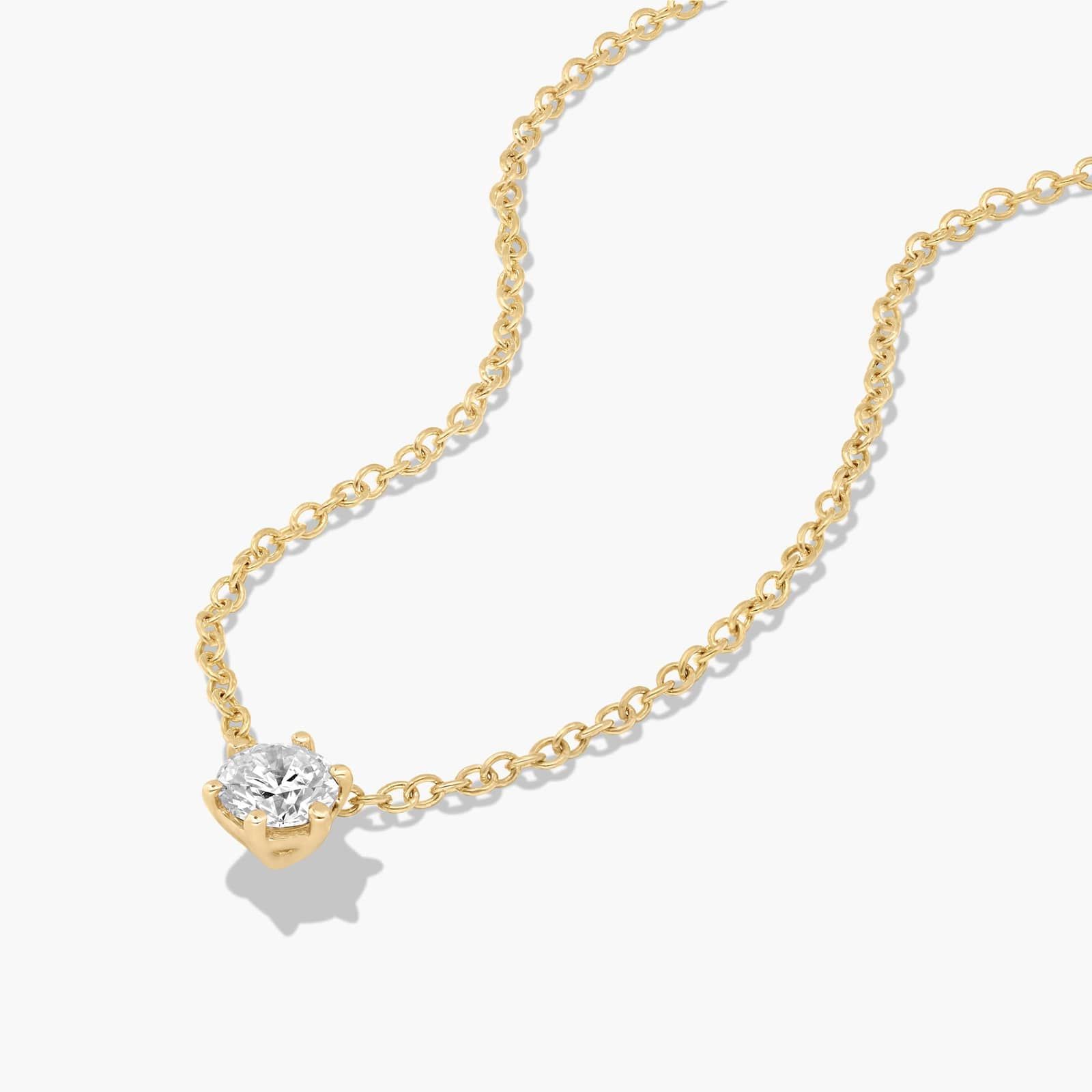 14K Yellow Gold Six Prong Wire Basket Diamond Pendant (0.25 CTW - H-I / SI1-SI2)