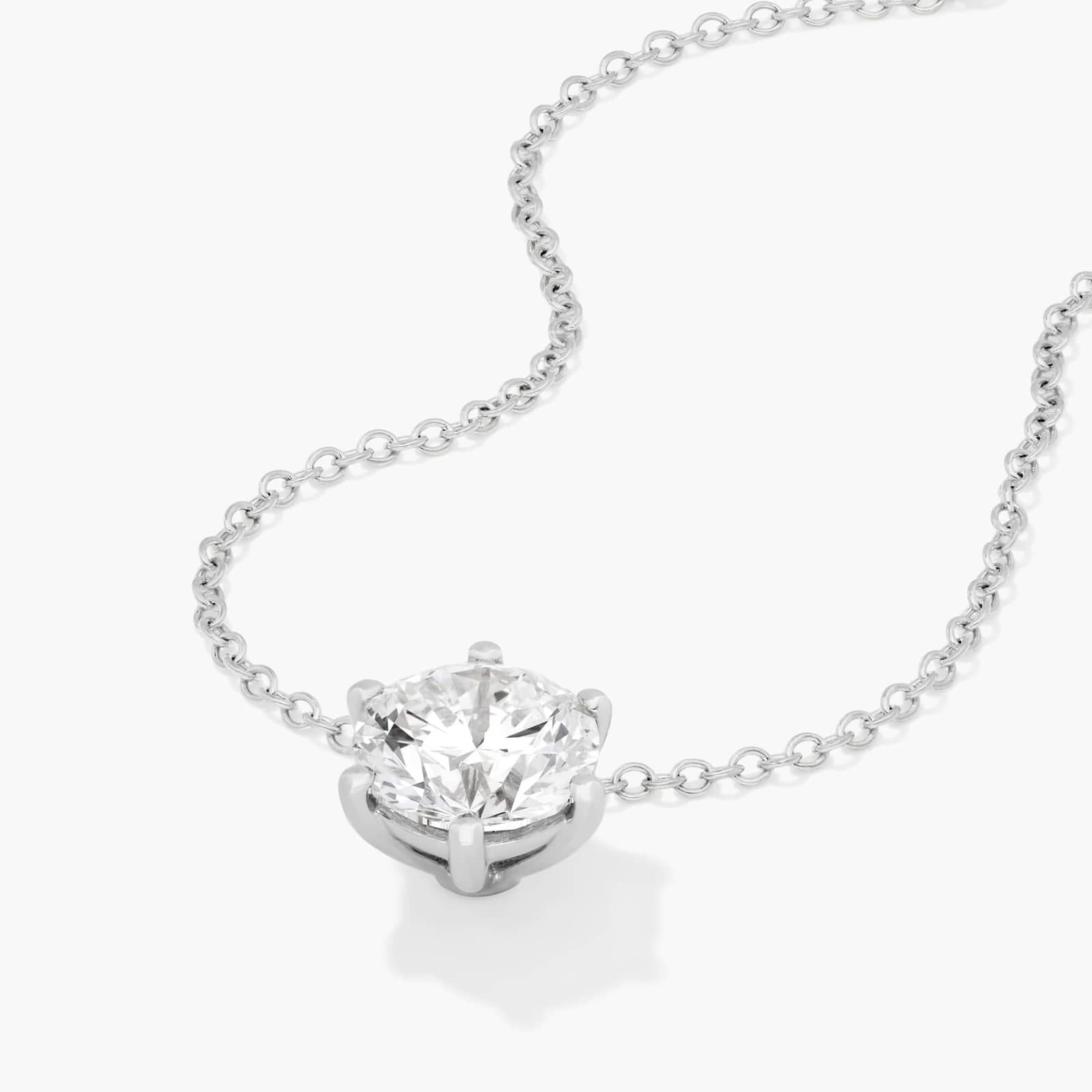 14K White Gold Wire Basket Lab Created Diamond Pendant  (1.5 CTW - F-G / VS2-SI1)