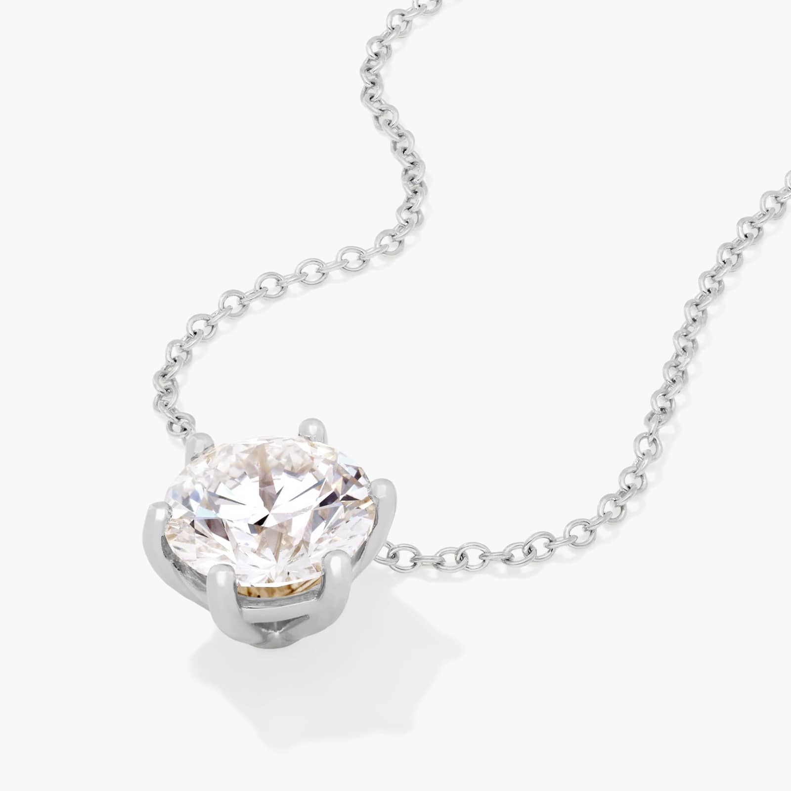 14K White Gold Wire Basket Lab Created Diamond Pendant  (2 CTW - F-G / VS2-SI1)