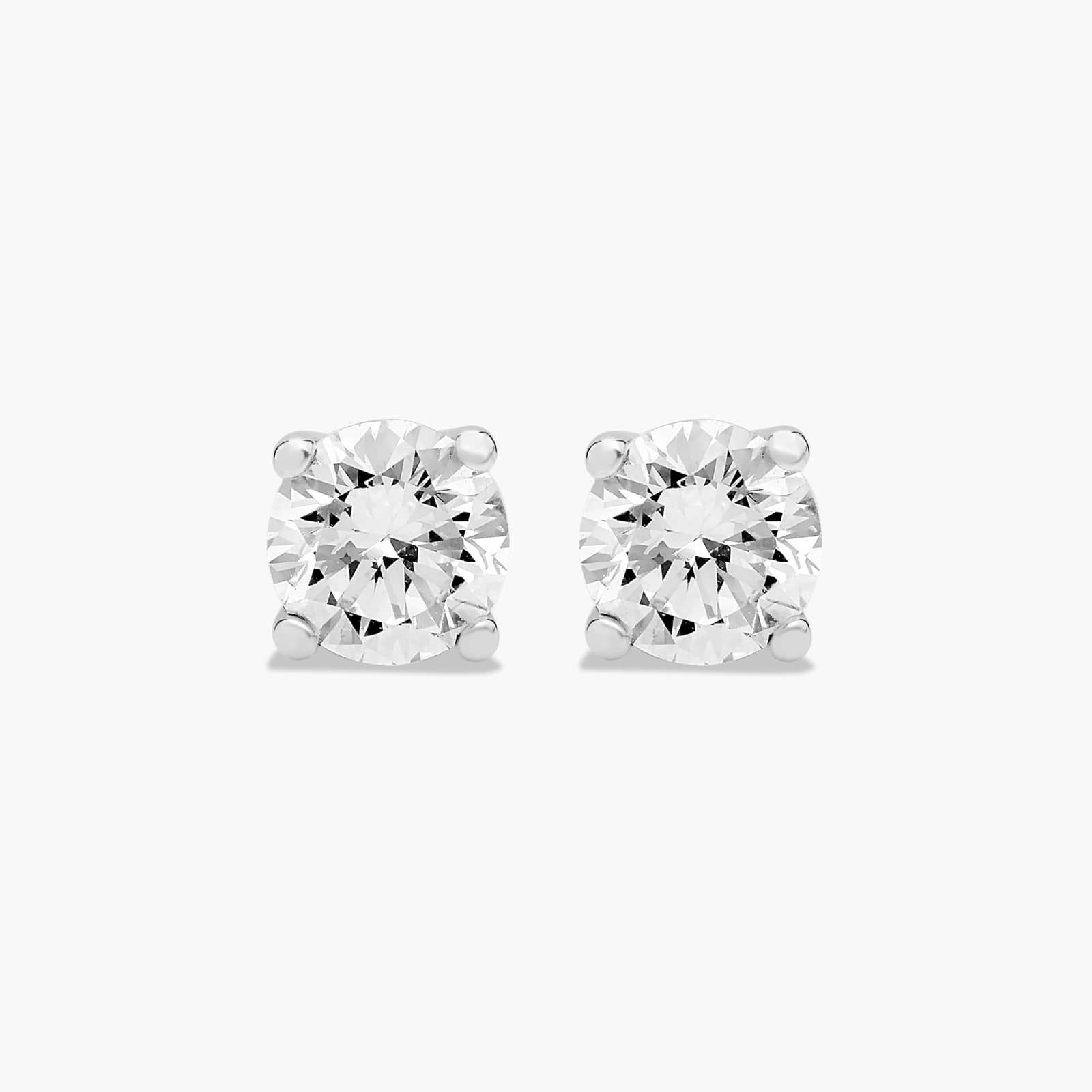 Four Prong 0.25 CTW Round Diamond Stud Earrings In 14K White