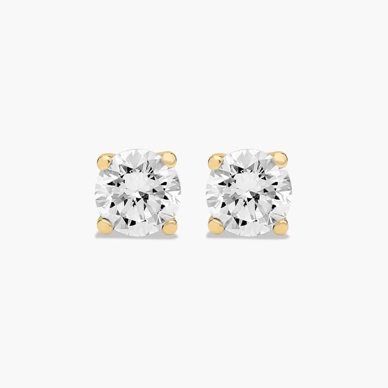 Four Prong 0.25 CTW Round Lab-Grown Diamond Stud Earrings In 14K Yellow Gold