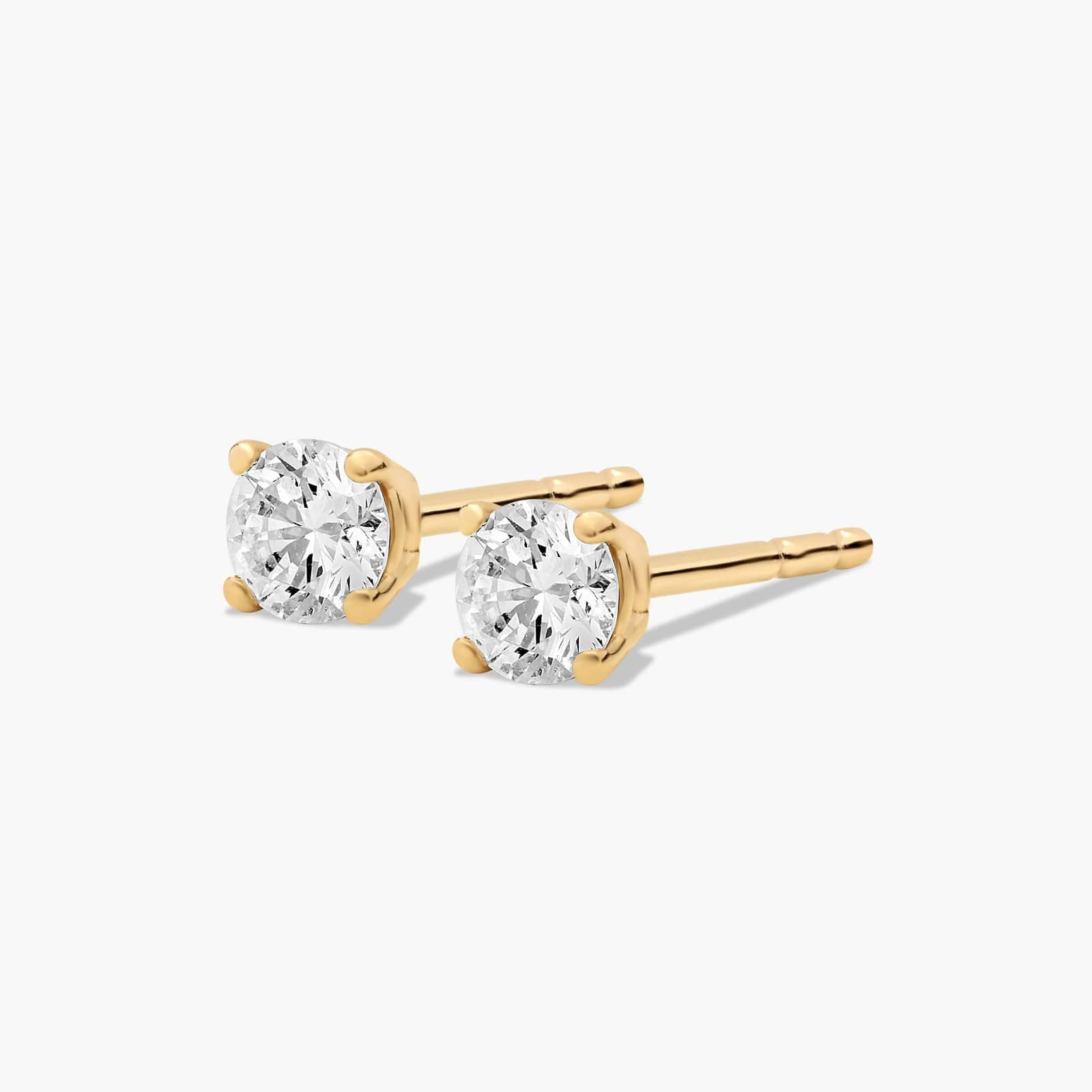 Four Prong 0.25 CTW Round Lab-Grown Diamond Stud Earrings In 14K Yellow Gold