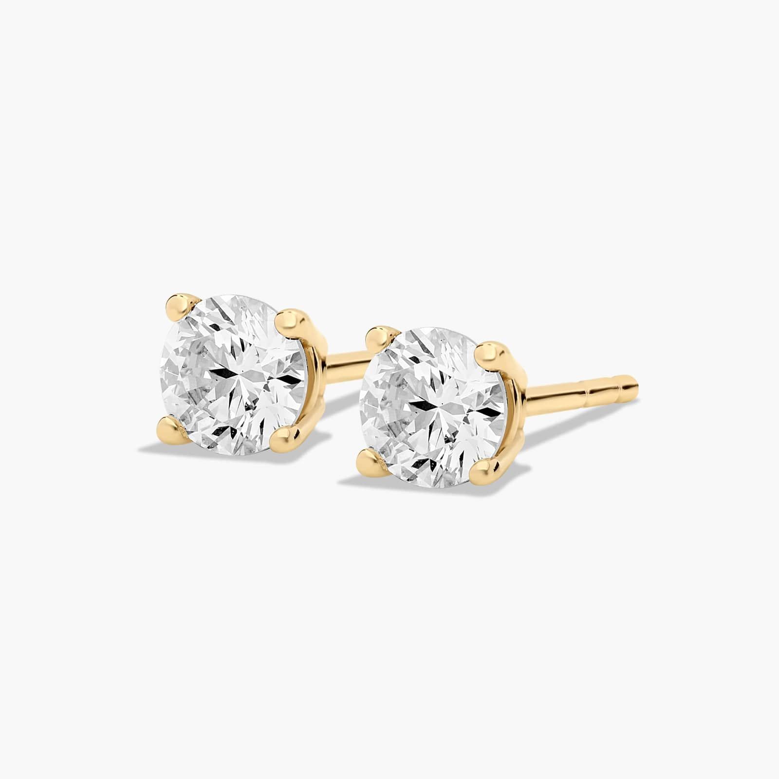 Four Prong 0.5 CTW Round Lab-Grown Diamond Stud Earrings In 14K Yellow Gold