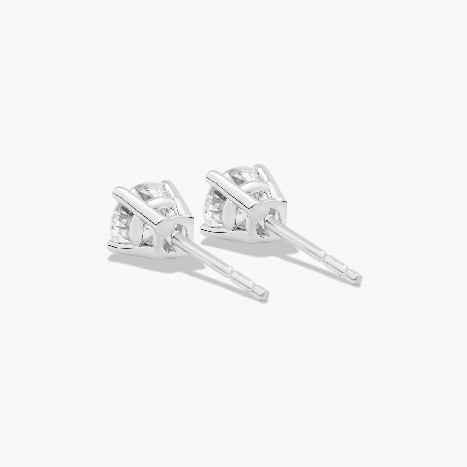 Four Prong 0.75 CTW Round Lab-Grown Diamond Stud Earrings In 14K White Gold