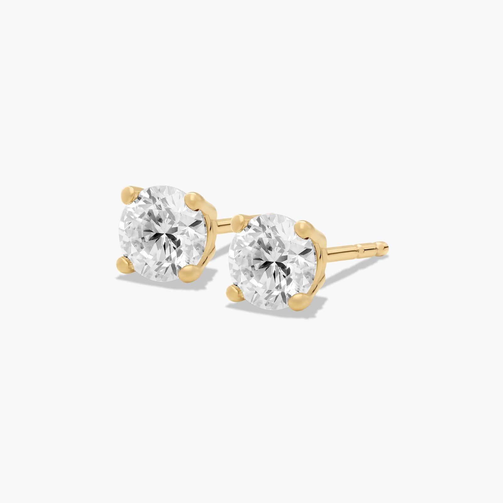 Four Prong 0.75 CTW Round Lab-Grown Diamond Stud Earrings In 14K Yellow Gold