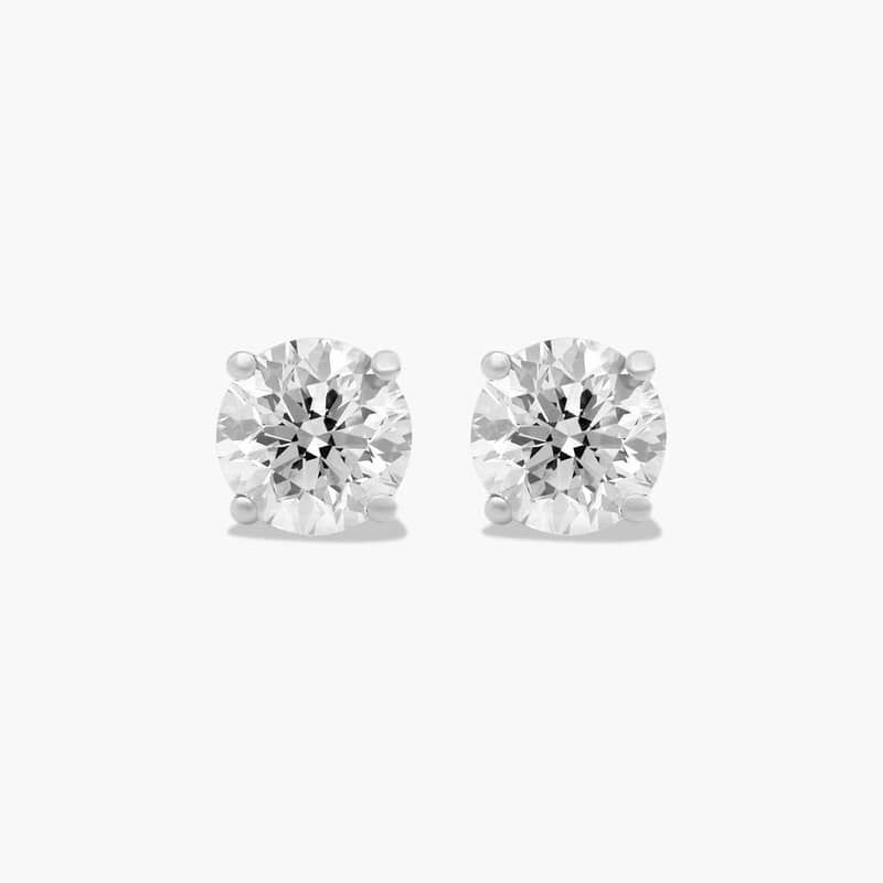Four Prong 1 CTW Round Lab-Grown Diamond Stud Earrings In 14K White Gold