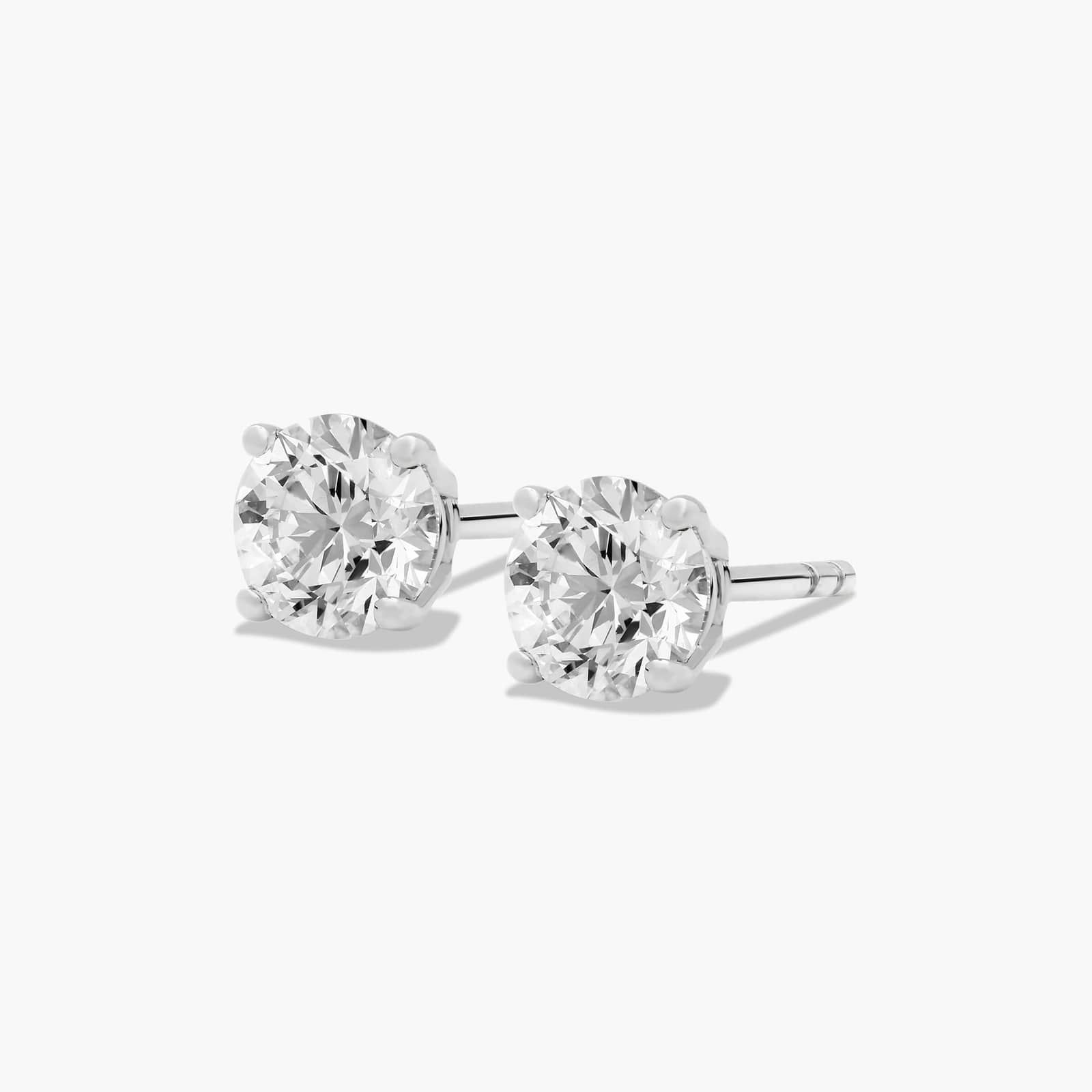 Four Prong 1 CTW Round Lab-Grown Diamond Stud Earrings In 14K White Gold