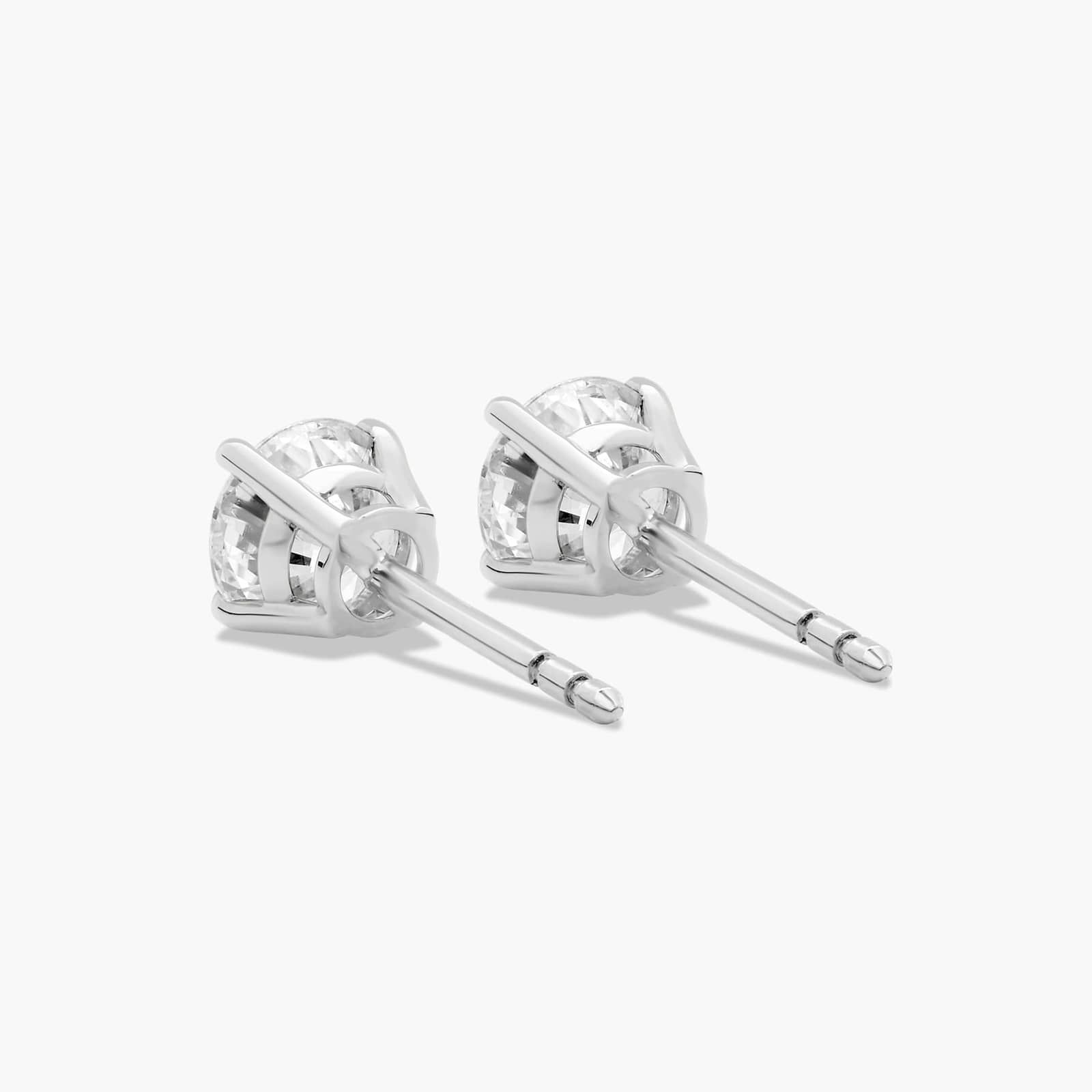 Four Prong 1 CTW Round Lab-Grown Diamond Stud Earrings In 14K White Gold