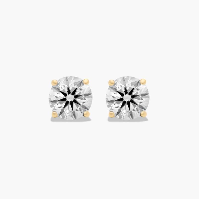 Four Prong 1.5 CTW Round Lab-Grown Diamond Stud Earrings In 14K Yellow Gold
