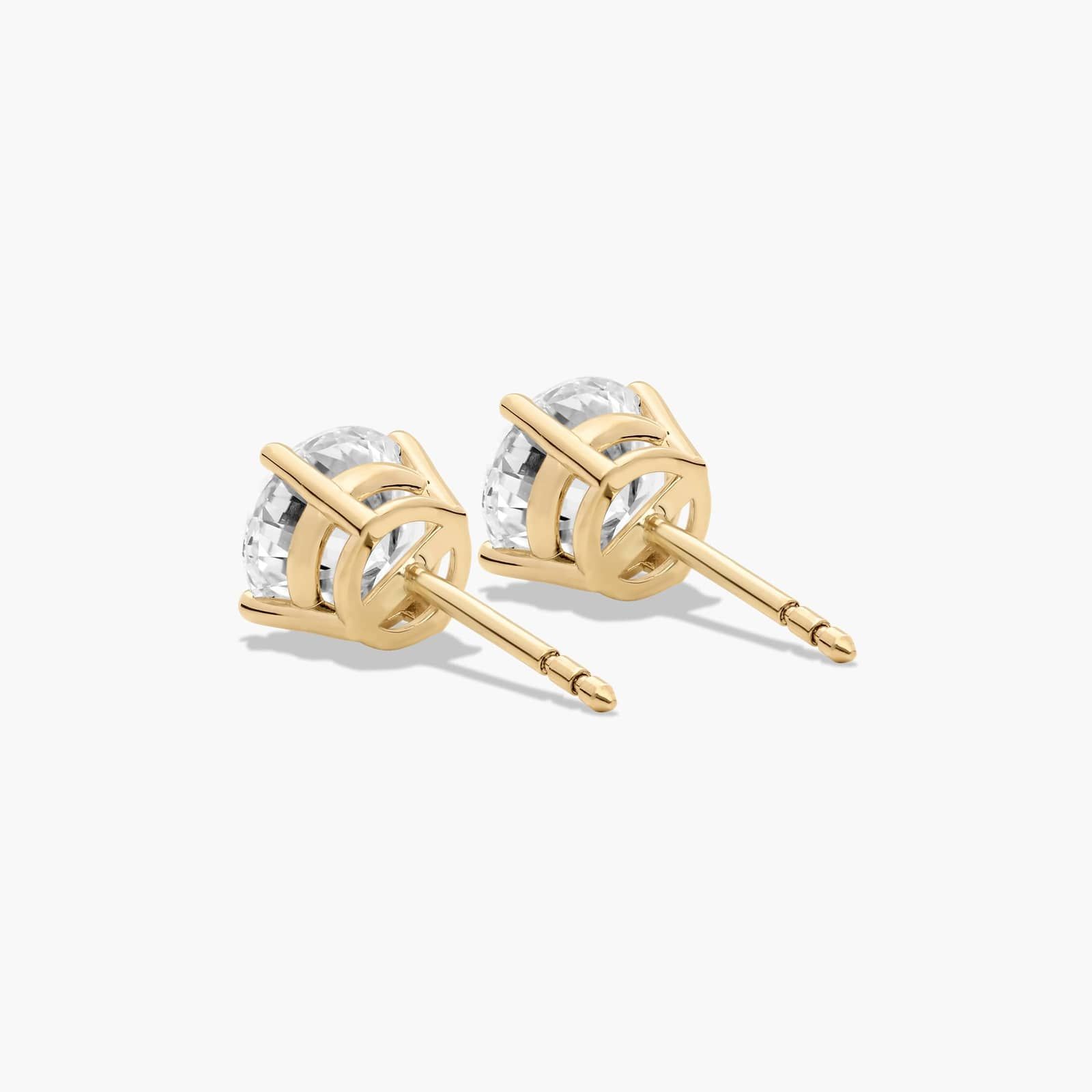Four Prong 2 CTW Round Diamond Stud Earrings In 14K Yellow Gold