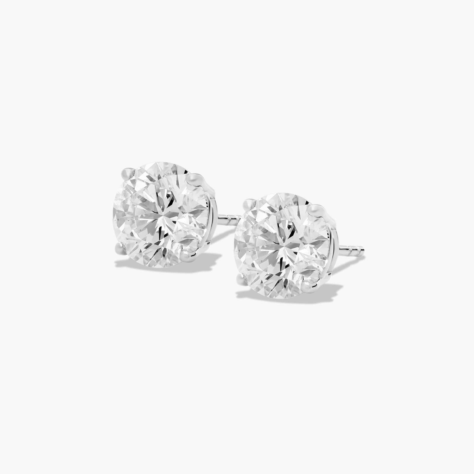 Four Prong 4 CTW Round Lab-Grown Diamond Stud Earrings In 14K White Gold
