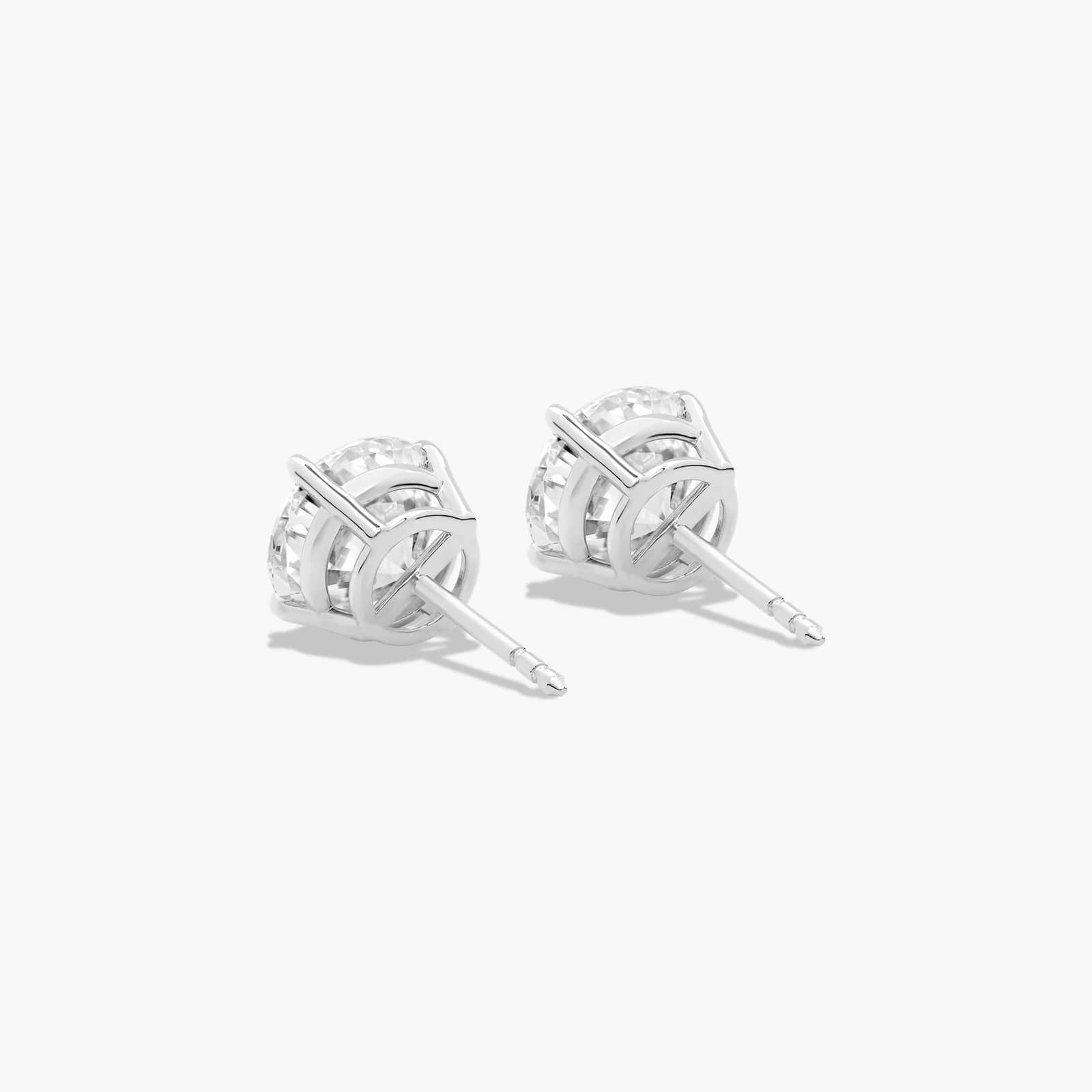 Four Prong 4 CTW Round Lab-Grown Diamond Stud Earrings In 14K White Gold