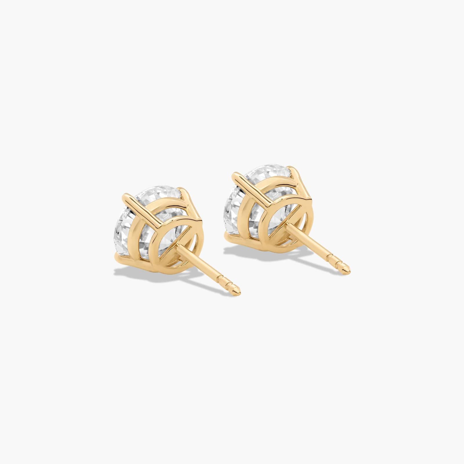 Four Prong 4 CTW Round Lab-Grown Diamond Stud Earrings In 14K Yellow Gold