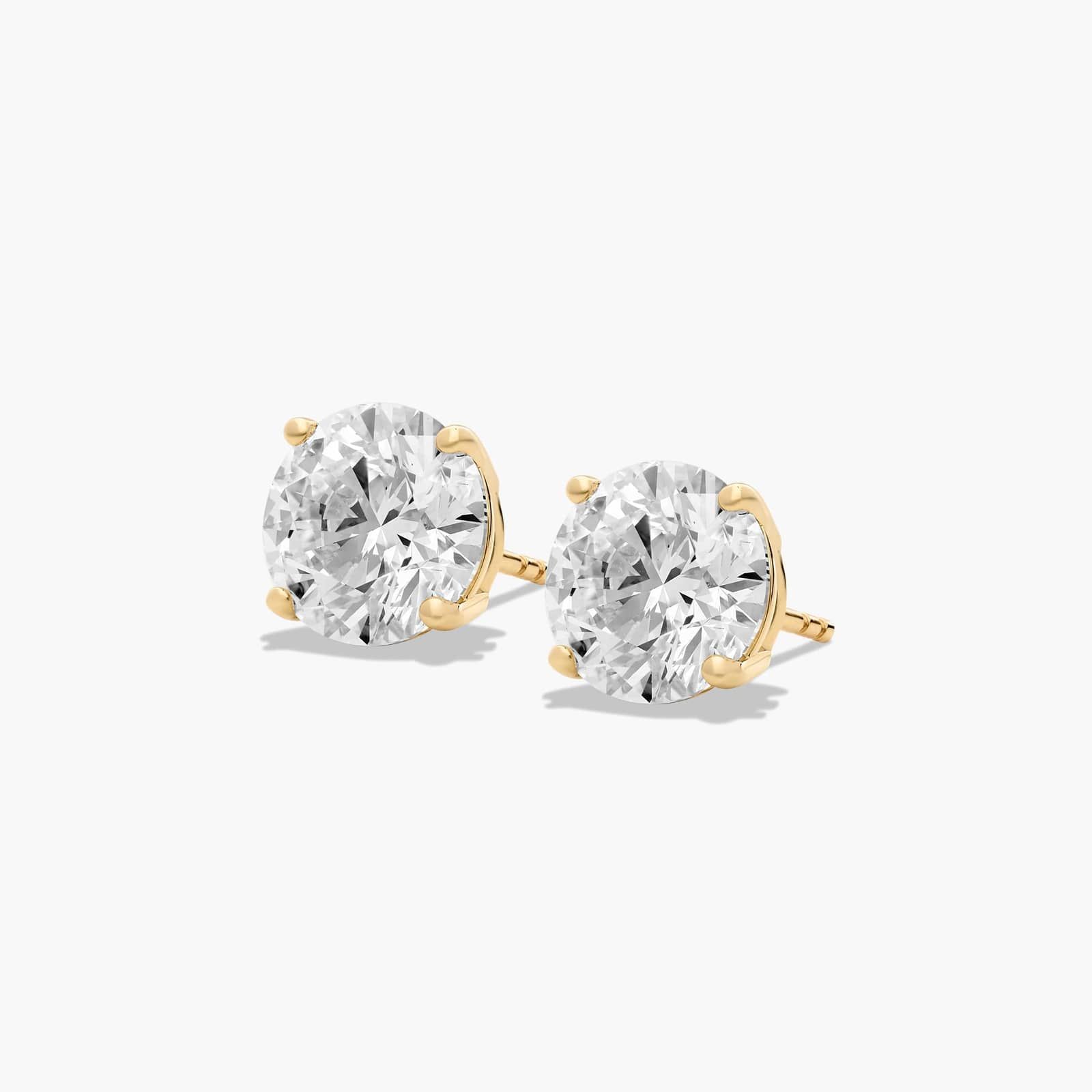 Four Prong Custom  5 CTW Round Lab-Grown Diamond Stud Earrings In 14K Yellow Gold