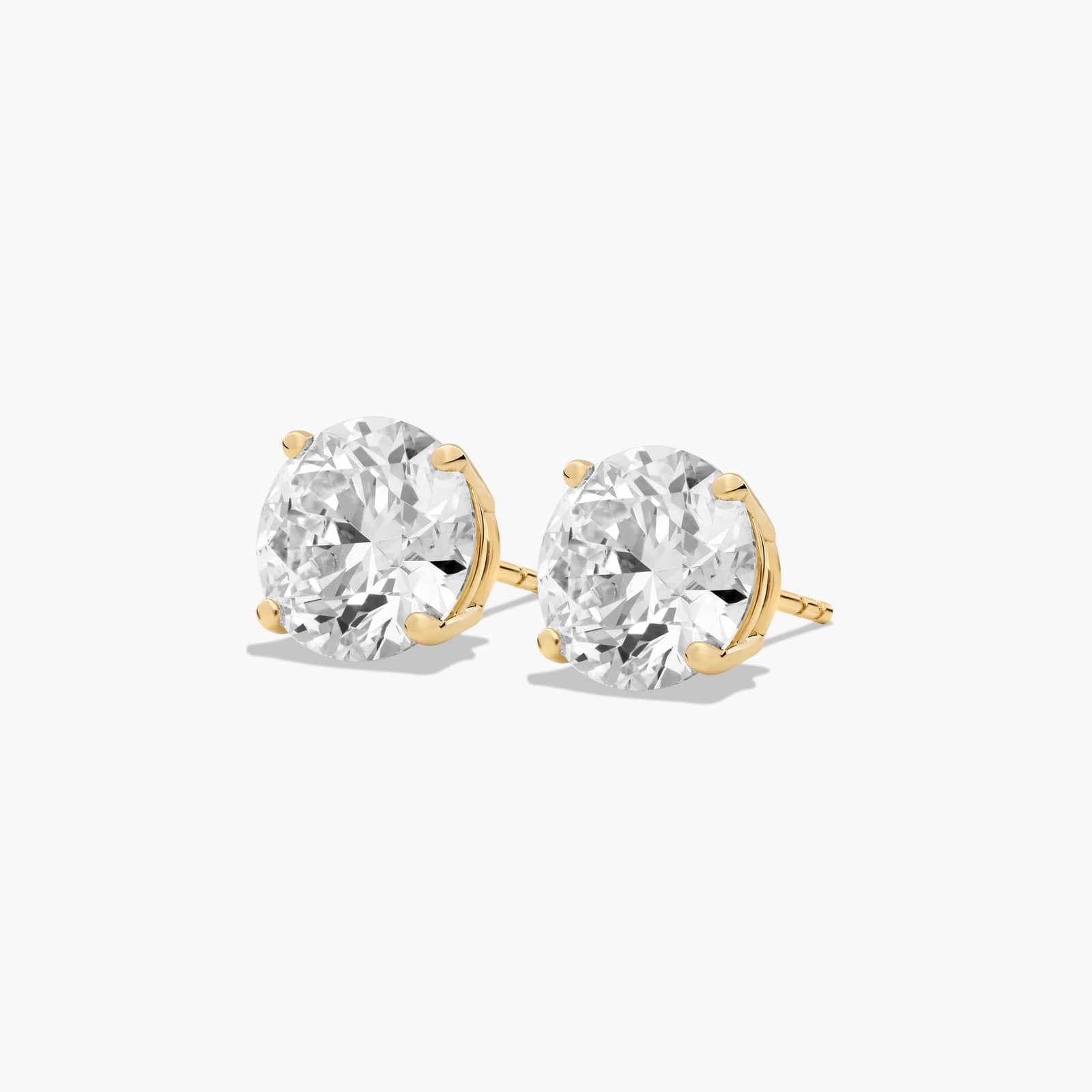 Four Prong Custom 6 CTW Round Lab-Grown Diamond Stud Earrings In 14K Yellow Gold