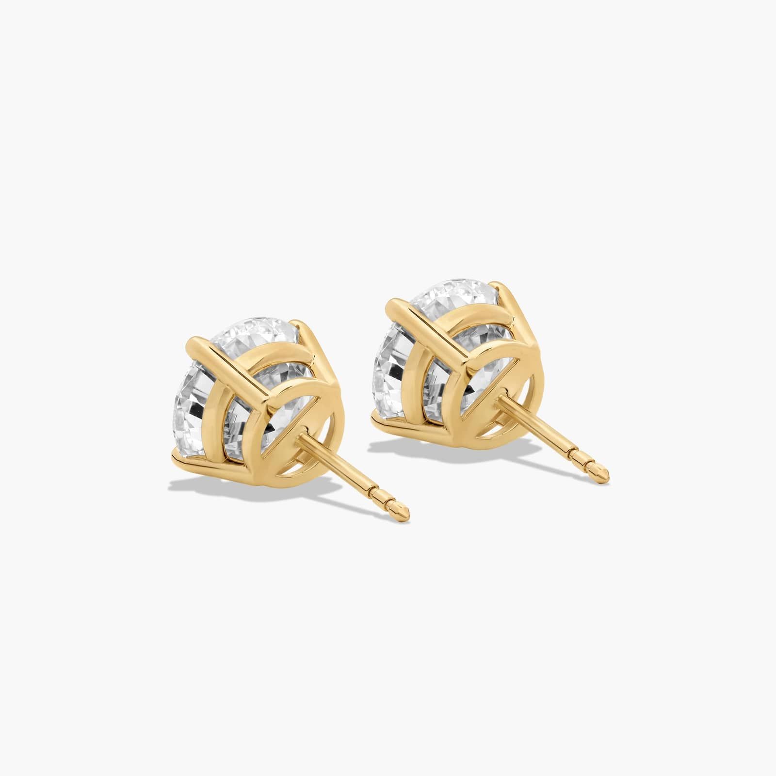 Four Prong Custom 6 CTW Round Lab-Grown Diamond Stud Earrings In 14K Yellow Gold