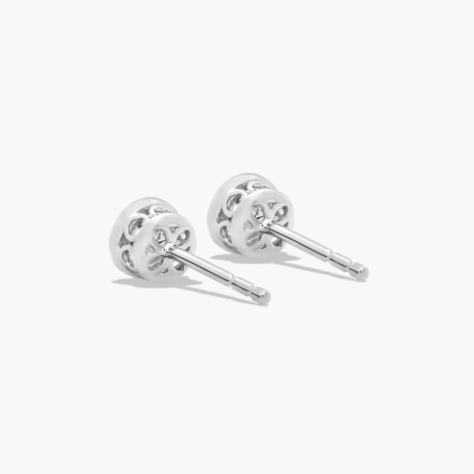 Bezel 0.25 CTW Diamond Stud Earrings In 14K White Gold