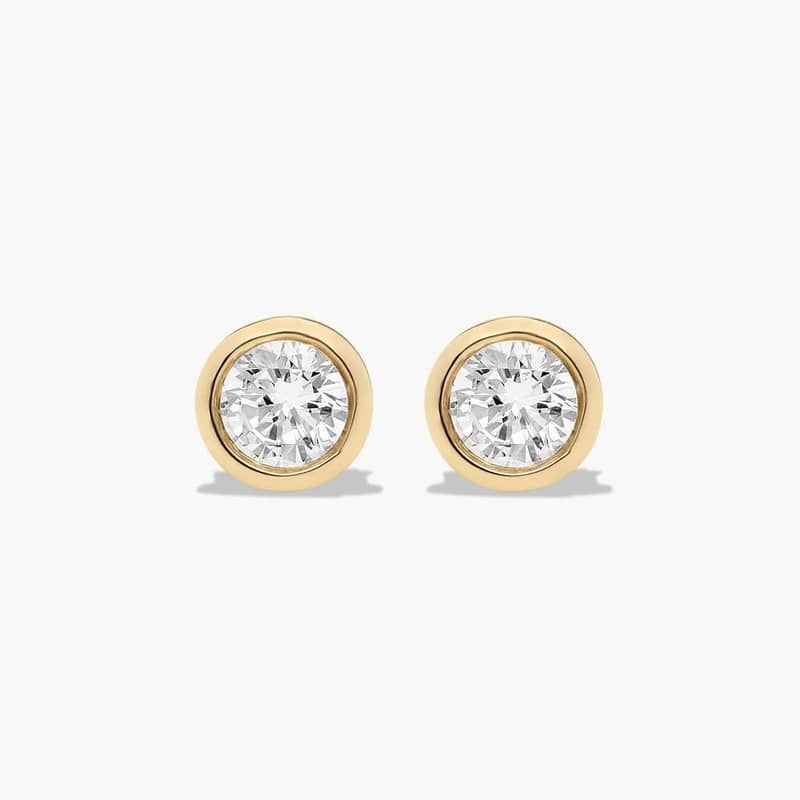 Bezel 0.25 CTW Lab-Grown Diamond Stud Earrings In 14K Yellow Gold
