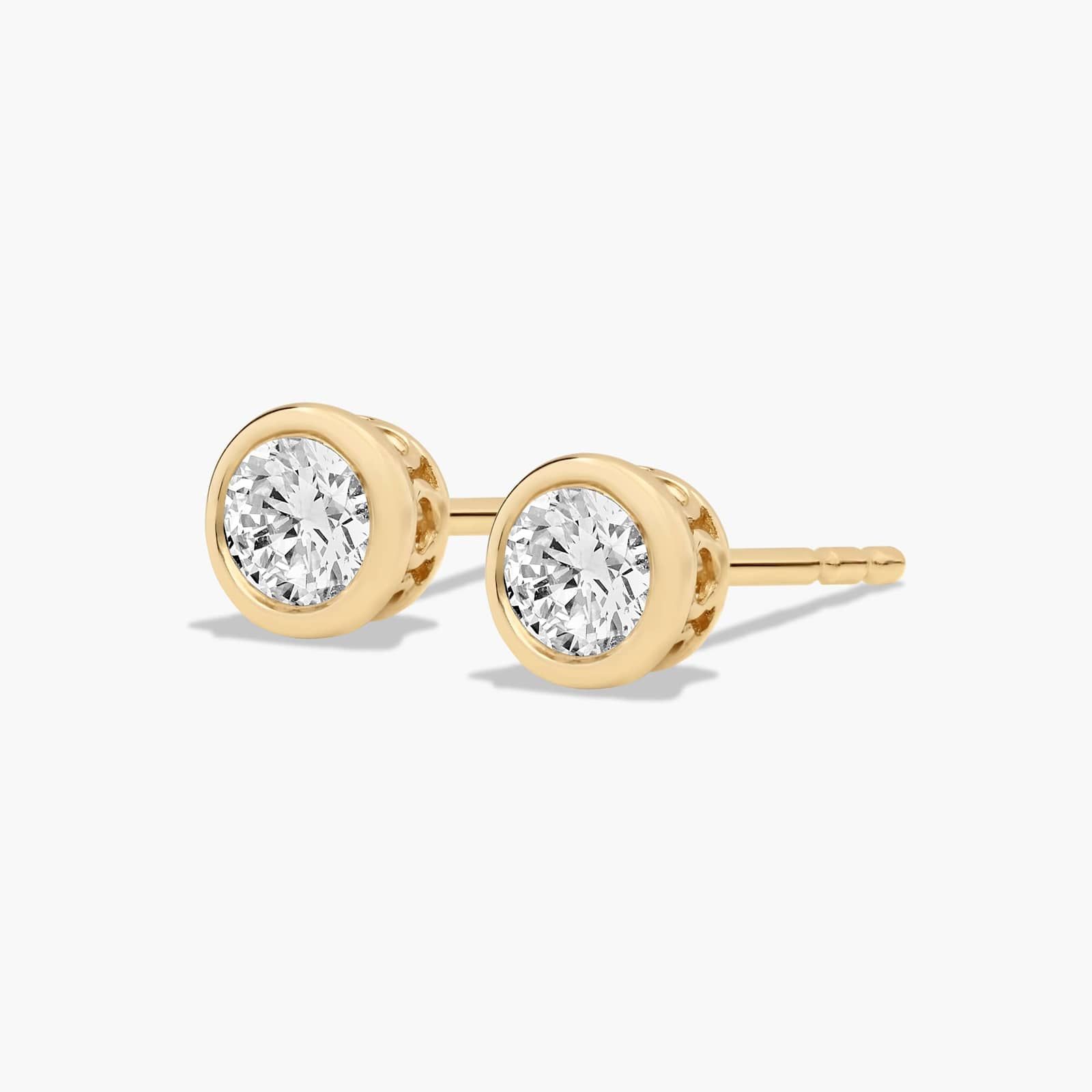 Bezel 0.25 CTW Diamond Stud Earrings In 14K Yellow Gold