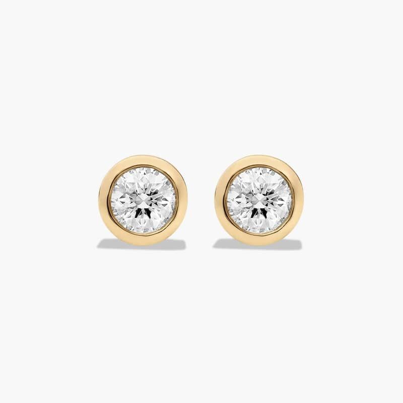 Bezel 0.5 CTW Lab-Grown Diamond Stud Earrings In 14K Yellow Gold