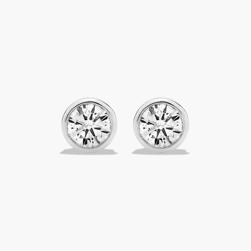 Bezel 0.75 CTW Lab-Grown Diamond Stud Earrings In 14K White Gold