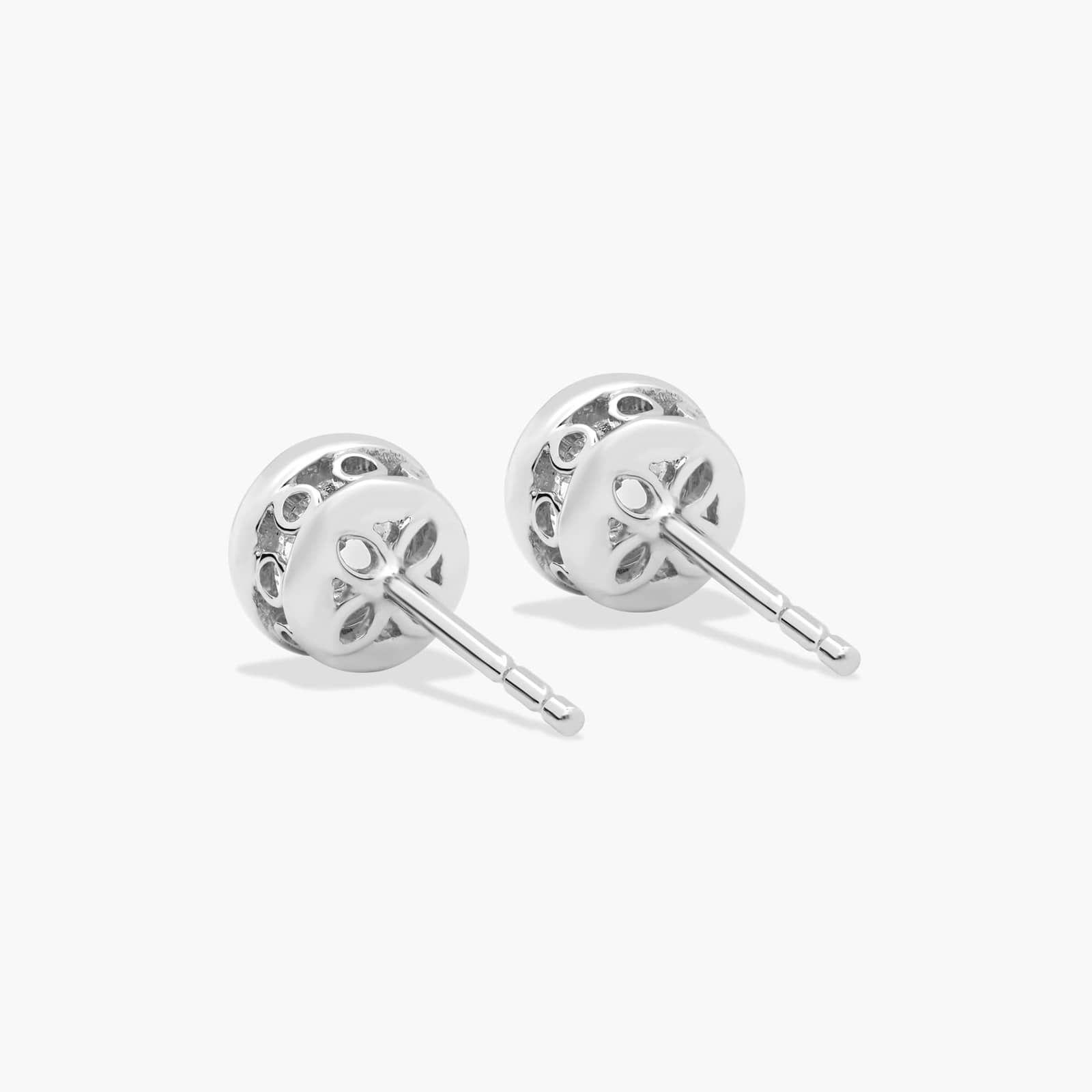 Bezel 0.75 CTW Diamond Stud Earrings In 14K White Gold