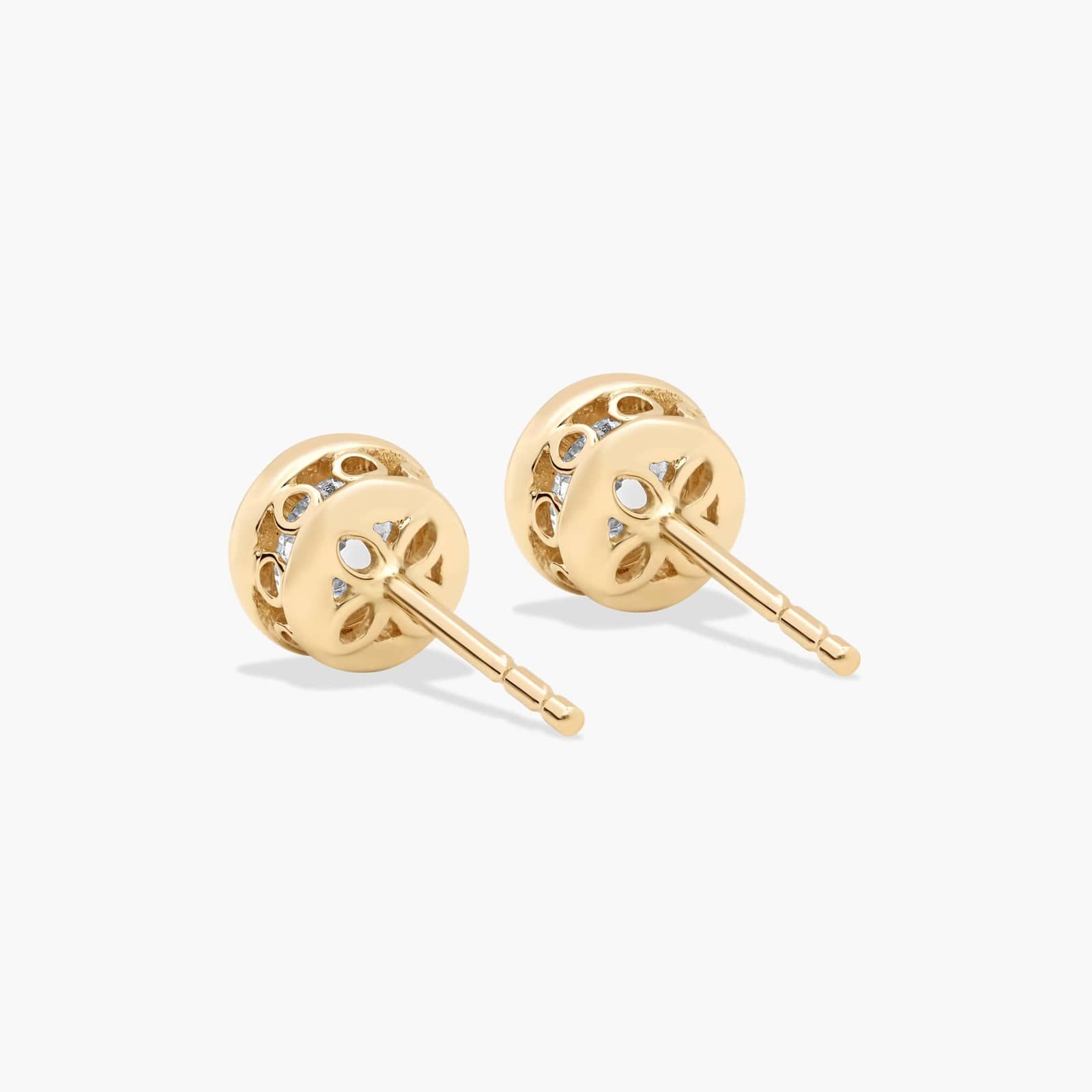 Bezel 0.75 CTW Diamond Stud Earrings In 14K Yellow Gold