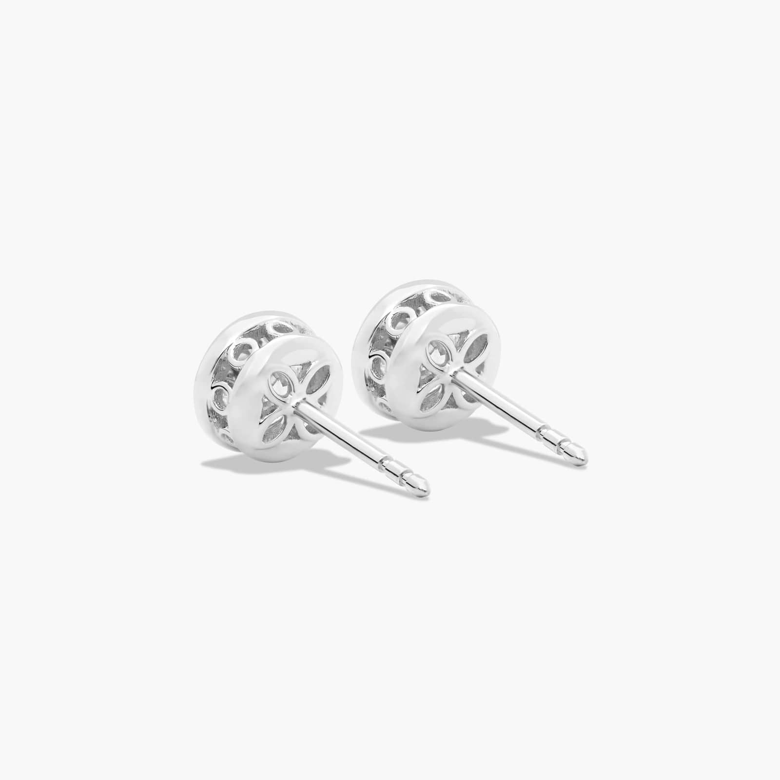 Bezel 1 CTW Diamond Stud Earrings In 14K White Gold