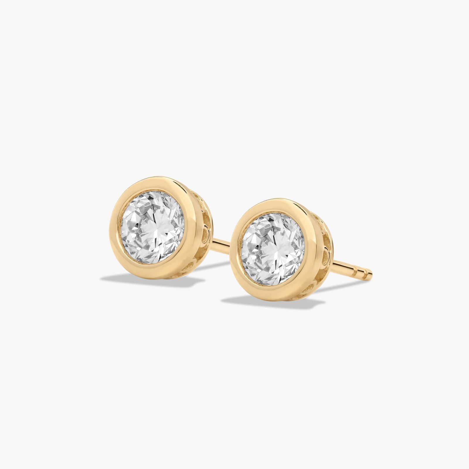 Bezel 1 CTW Diamond Stud Earrings In 14K Yellow Gold
