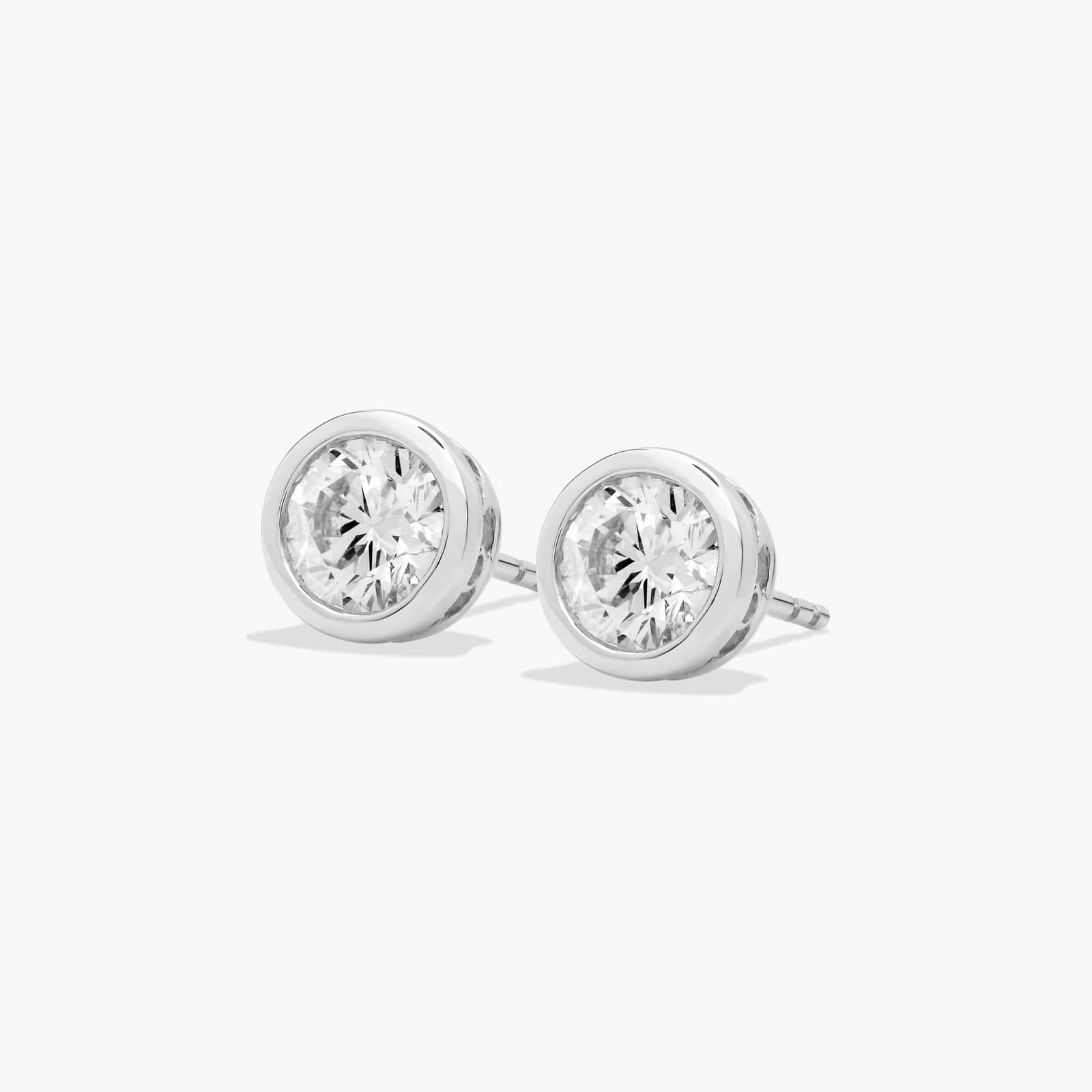 Bezel 1.5 CTW Lab-Grown Diamond Stud Earrings In 14K White Gold