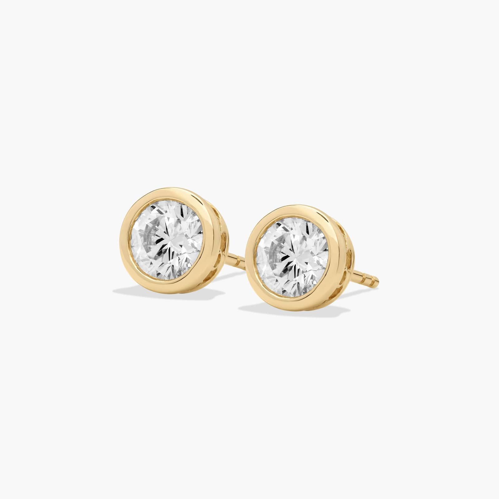 Bezel 1.5 CTW Lab-Grown Diamond Stud Earrings In 14K Yellow Gold
