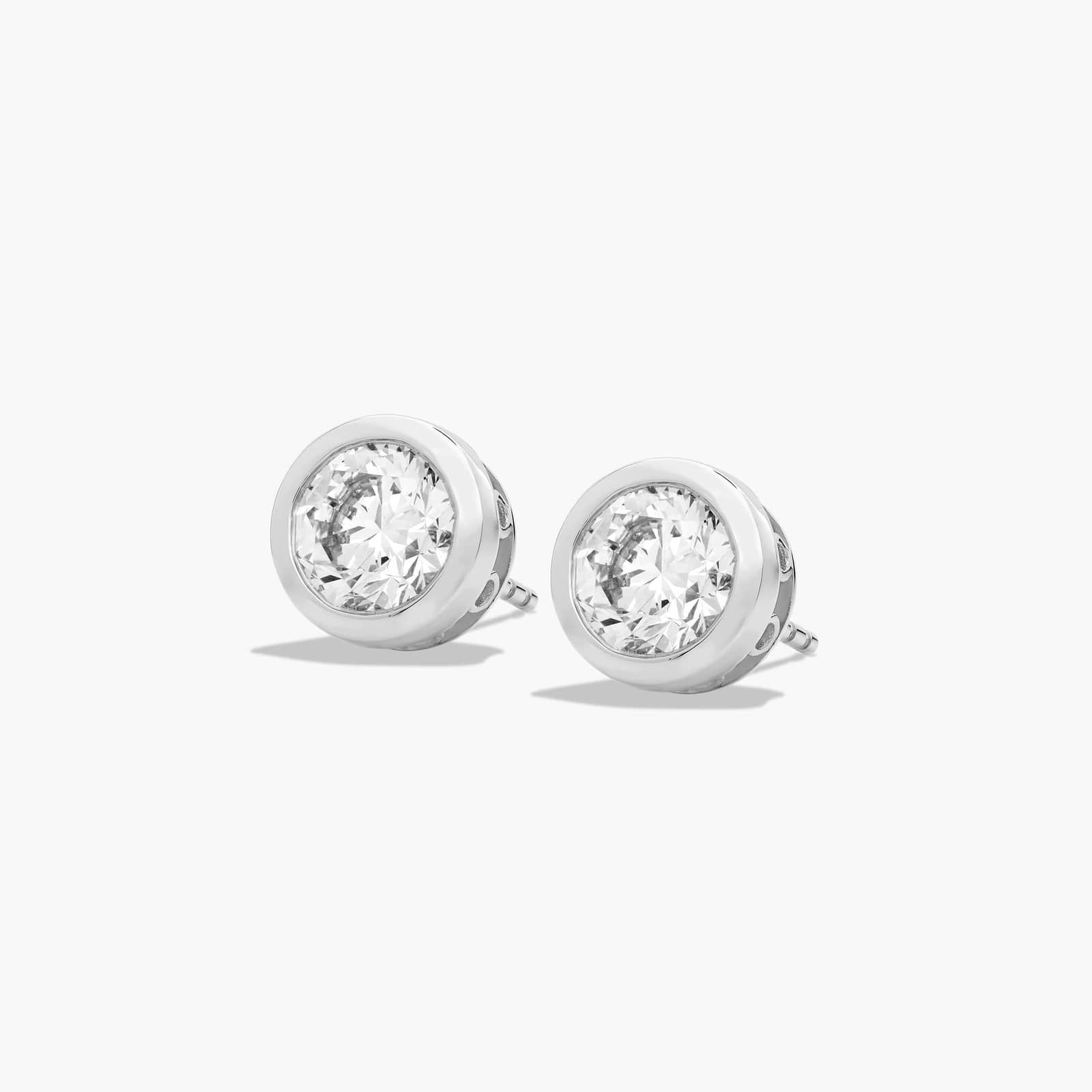 Bezel 2 CTW Lab-Grown Diamond Stud Earrings In 14K White Gold