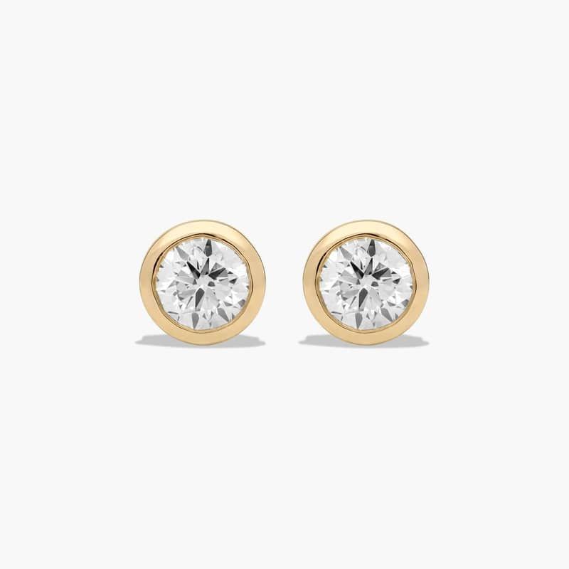 Bezel 2 CTW Lab-Grown Diamond Stud Earrings In 14K Yellow Gold