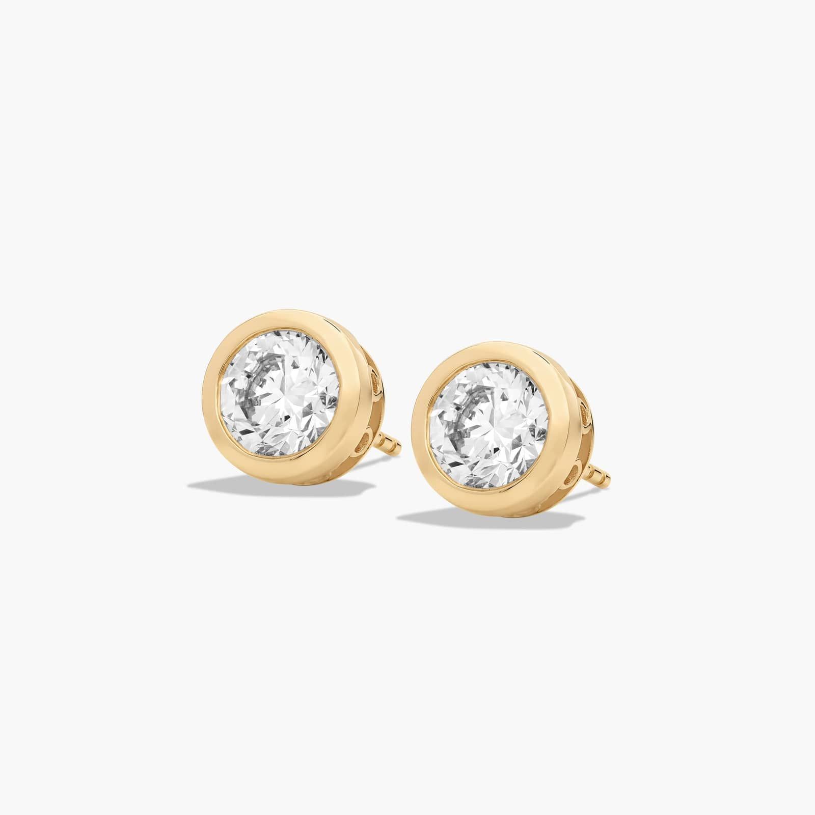 Bezel 2 CTW Lab-Grown Diamond Stud Earrings In 14K Yellow Gold