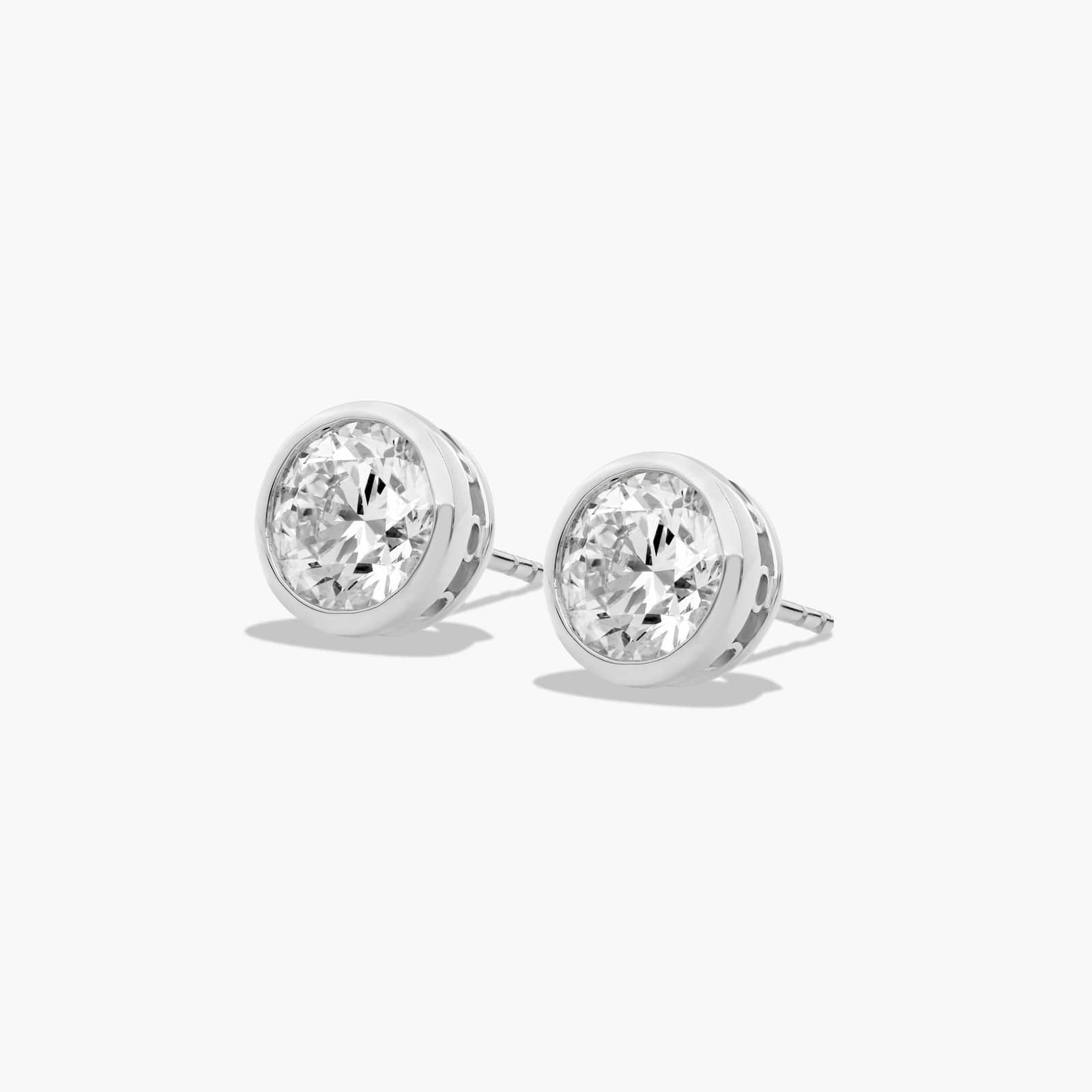 Bezel 3 CTW Lab-Grown Diamond Stud Earrings In 14K White Gold