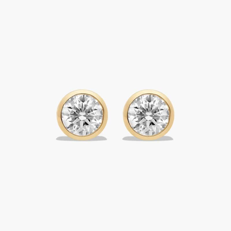 Bezel 3 CTW Lab-Grown Diamond Stud Earrings In 14K Yellow Gold