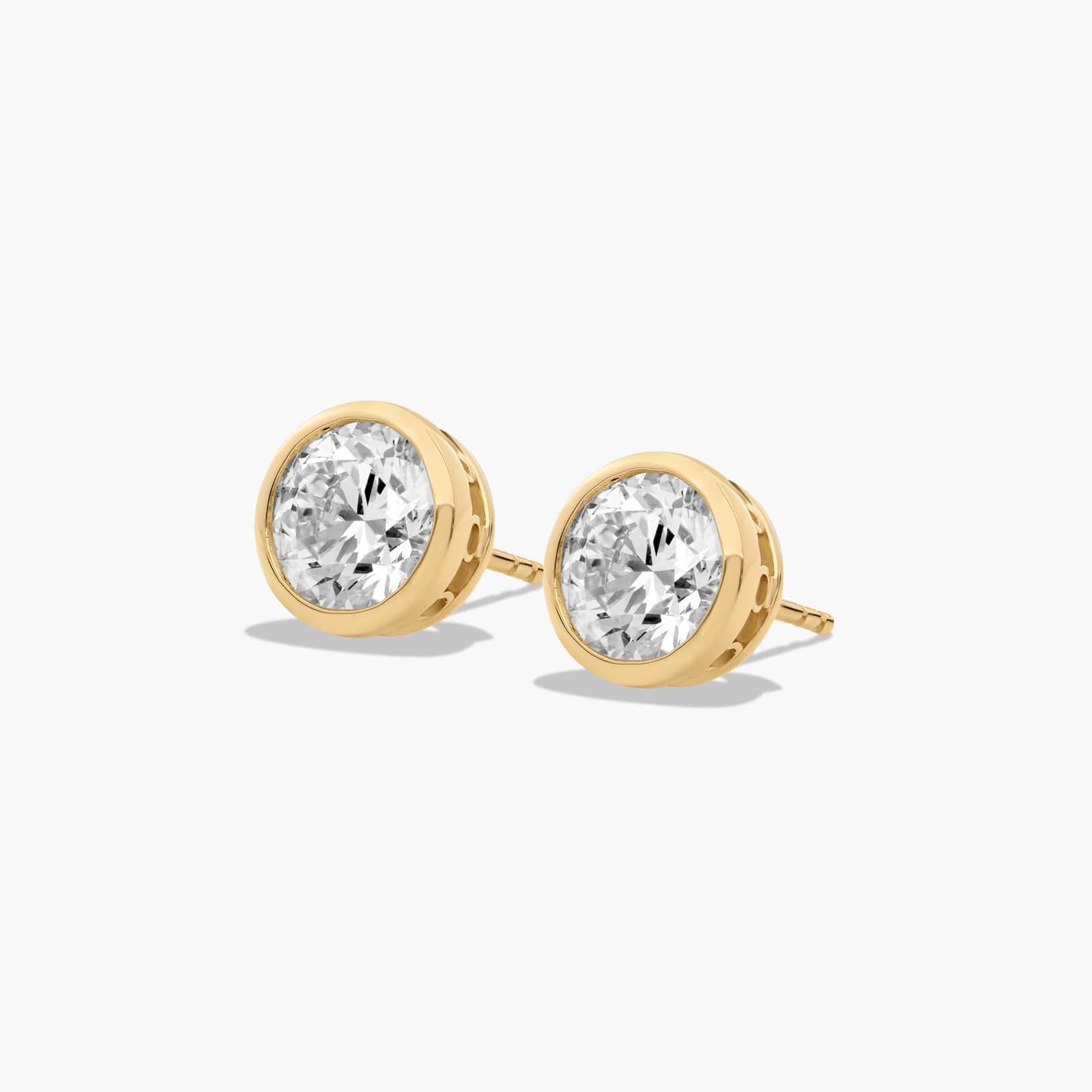 Bezel 3 CTW Lab-Grown Diamond Stud Earrings In 14K Yellow Gold