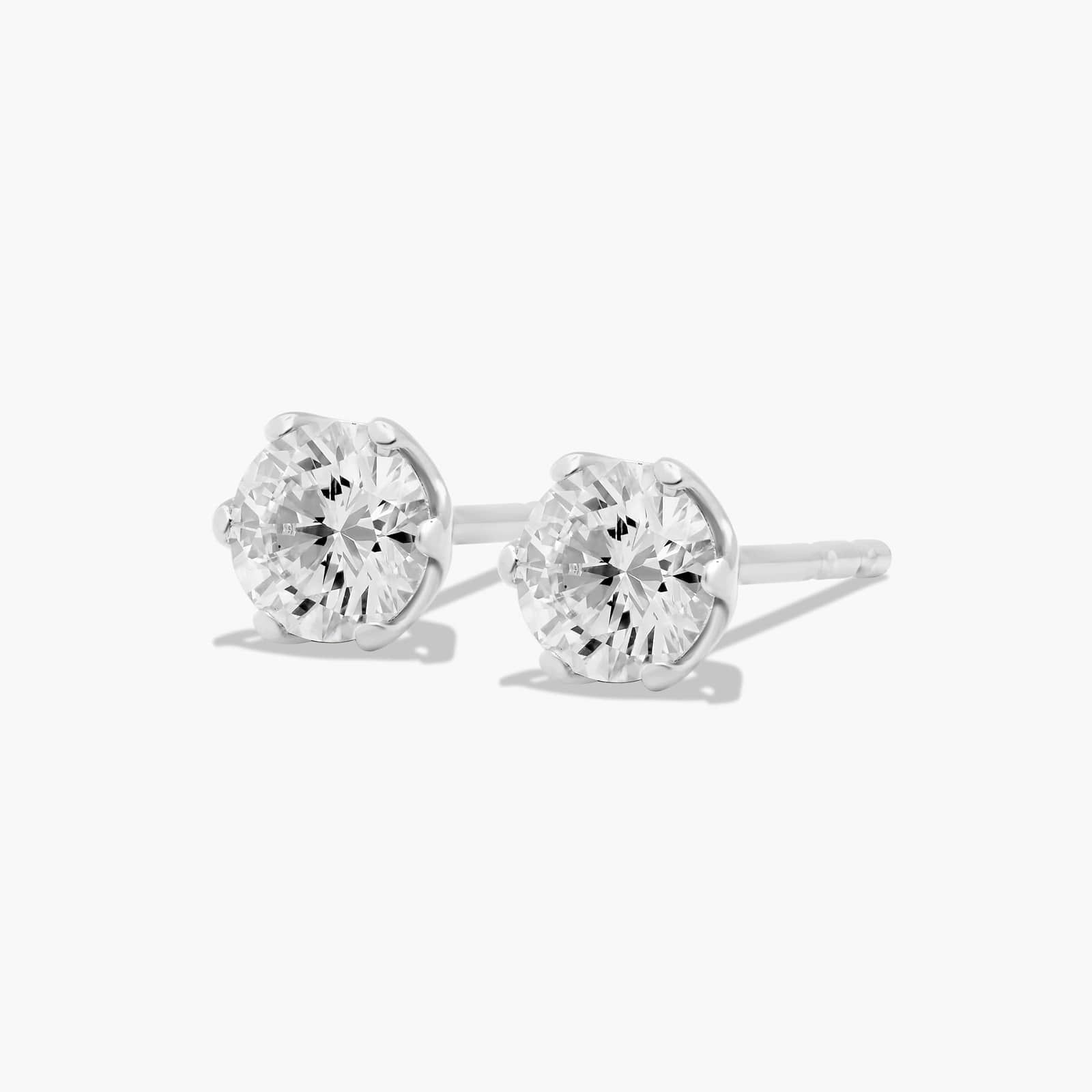 Scallop Basket 0.5 CTW Lab-Grown Diamond Stud Earrings In 14K White Gold